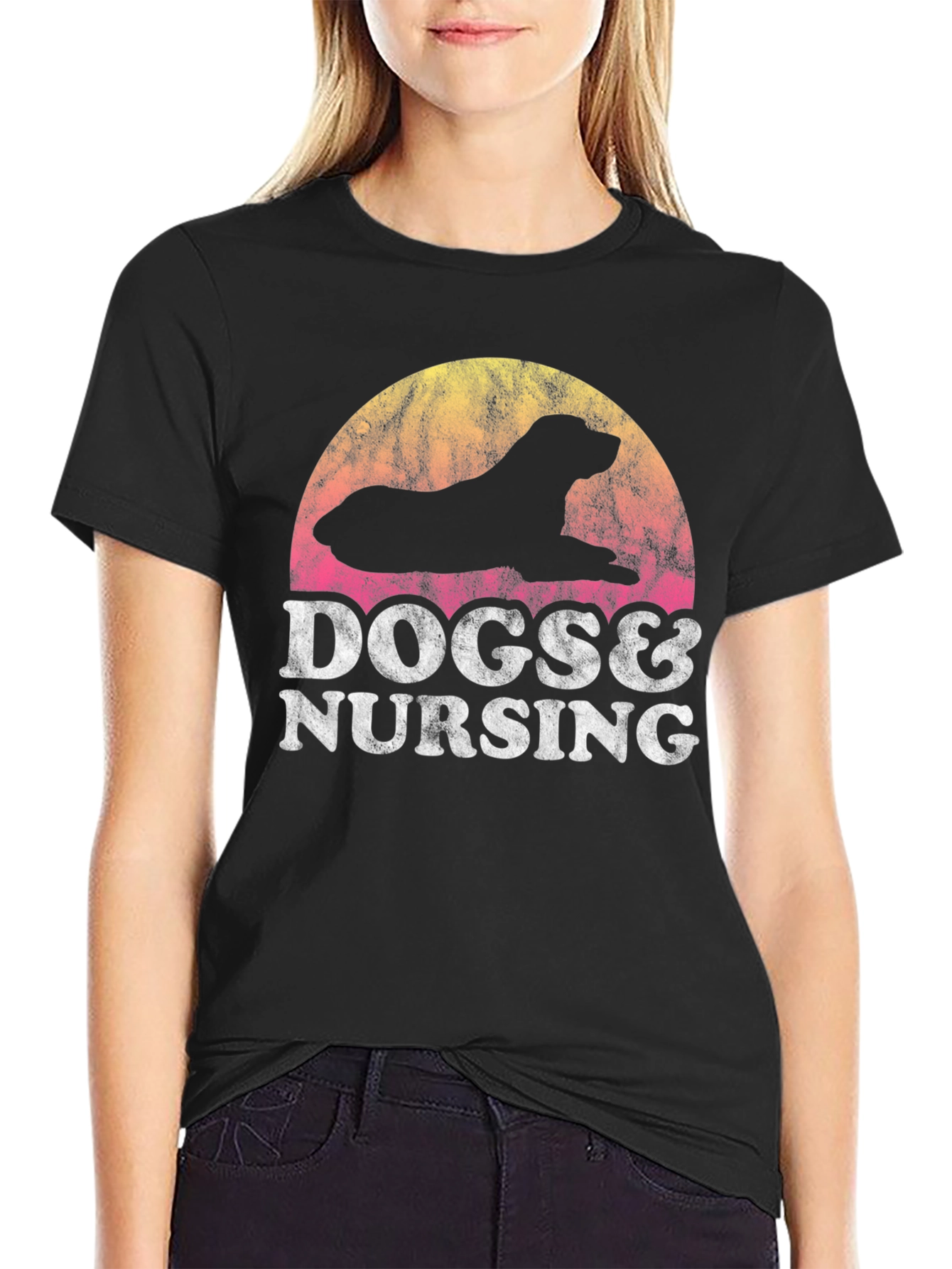 Black Dogs & Nursing Graphic Tee - Black view 2