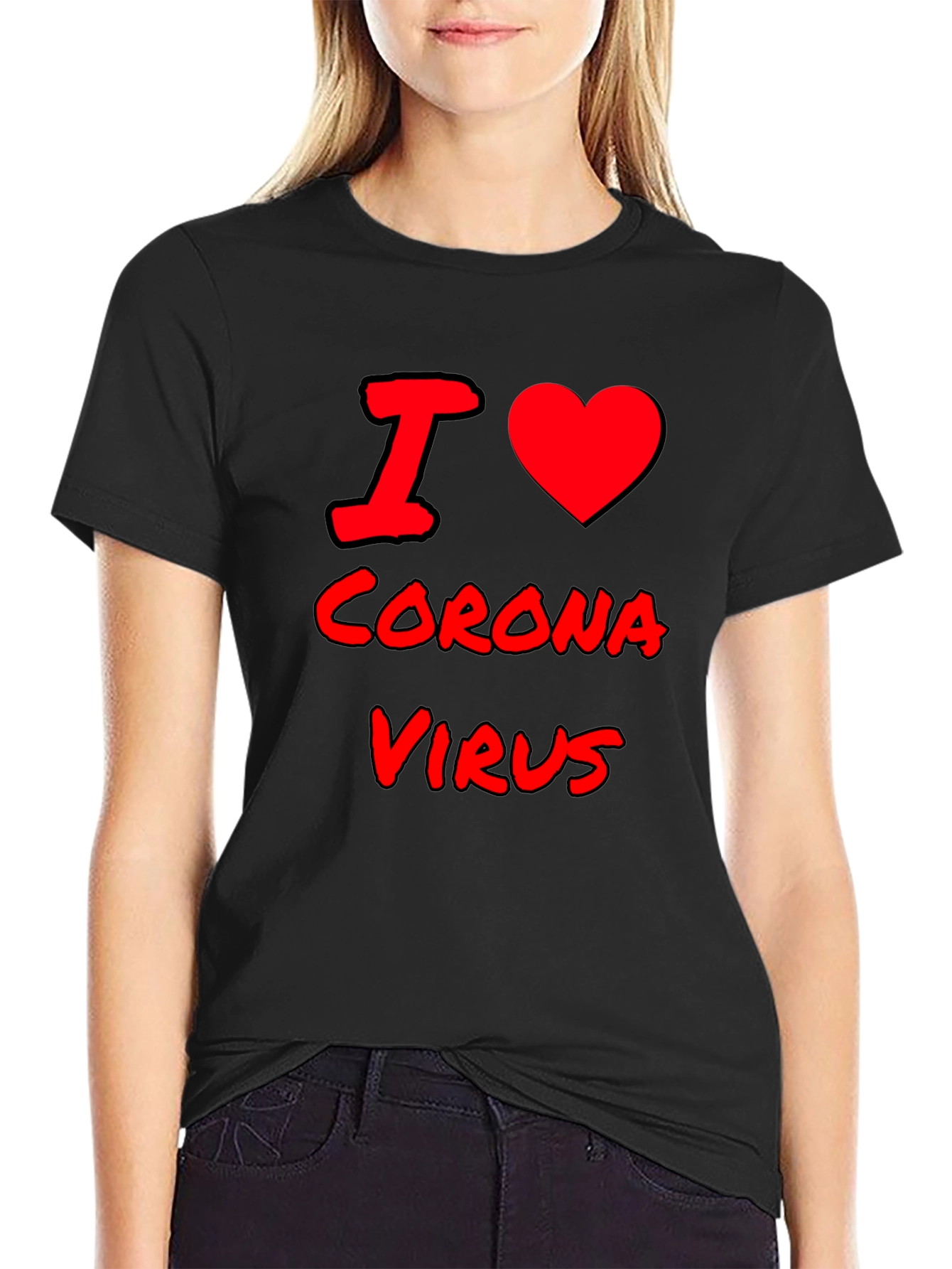 Black I Love Coronavirus Graphic Tee - Black view 2
