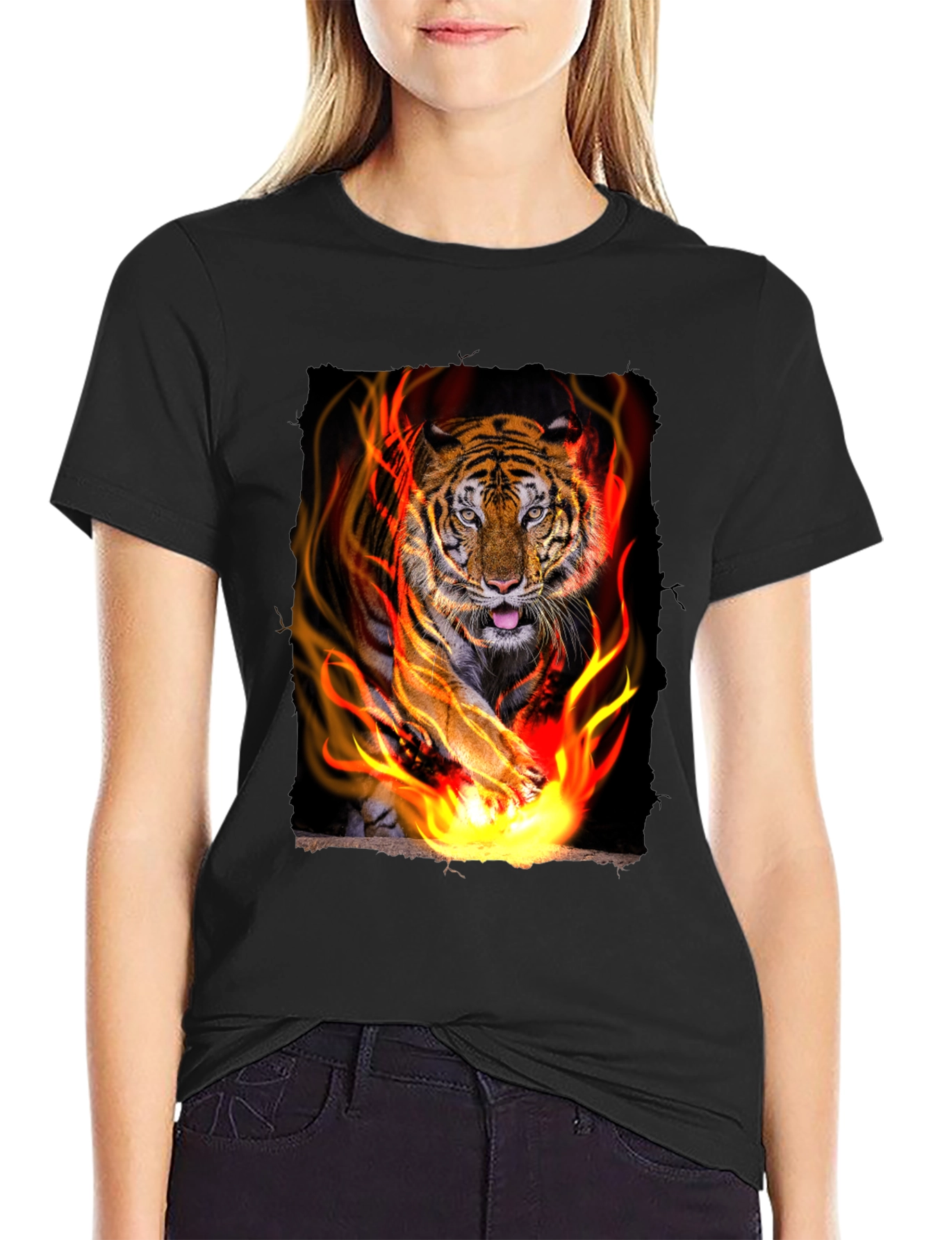 Black Tiger Graphic Tee - Men's Black T-Shirt view 2