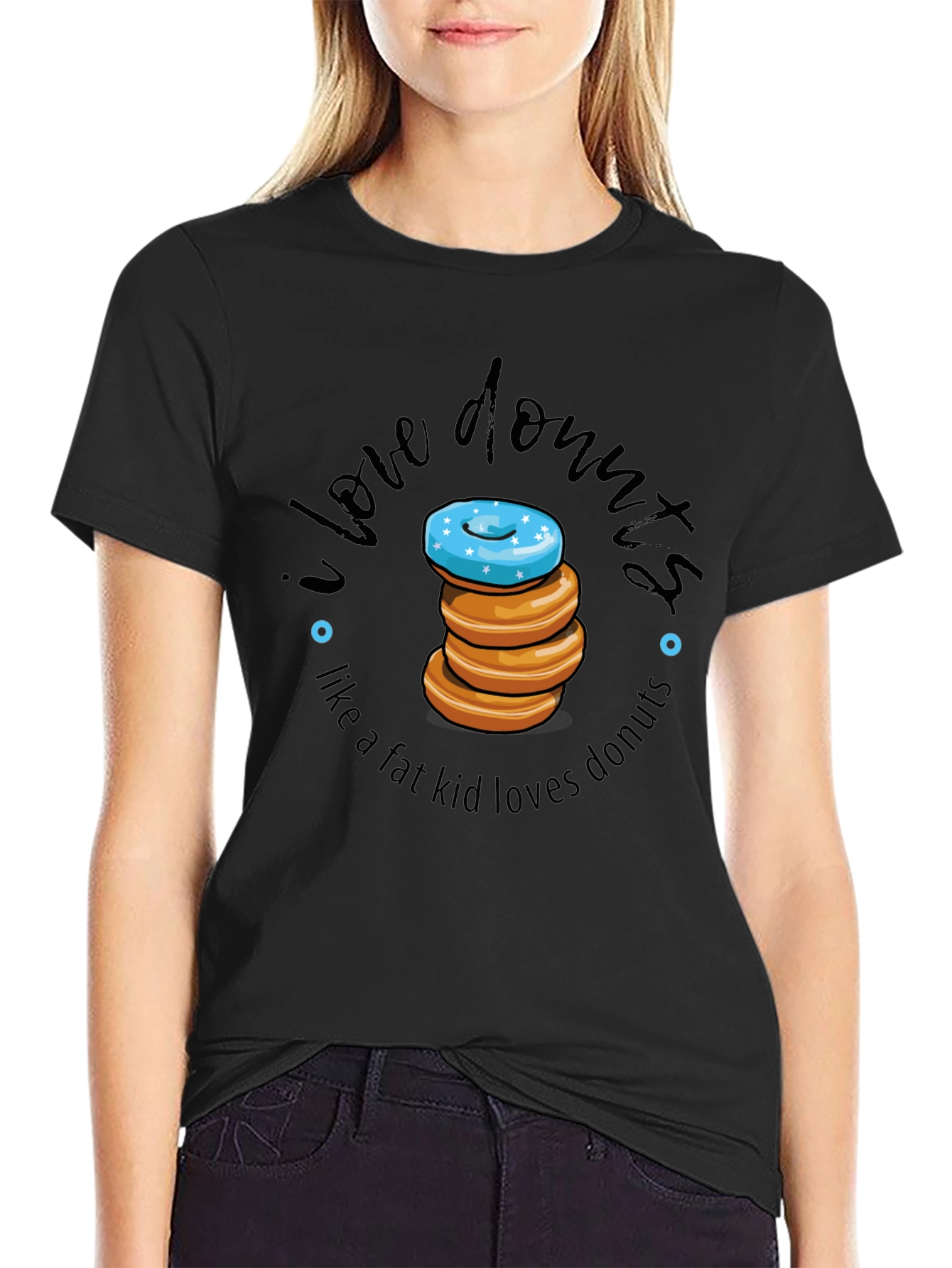 Black I Love Donuts T-Shirt view 2
