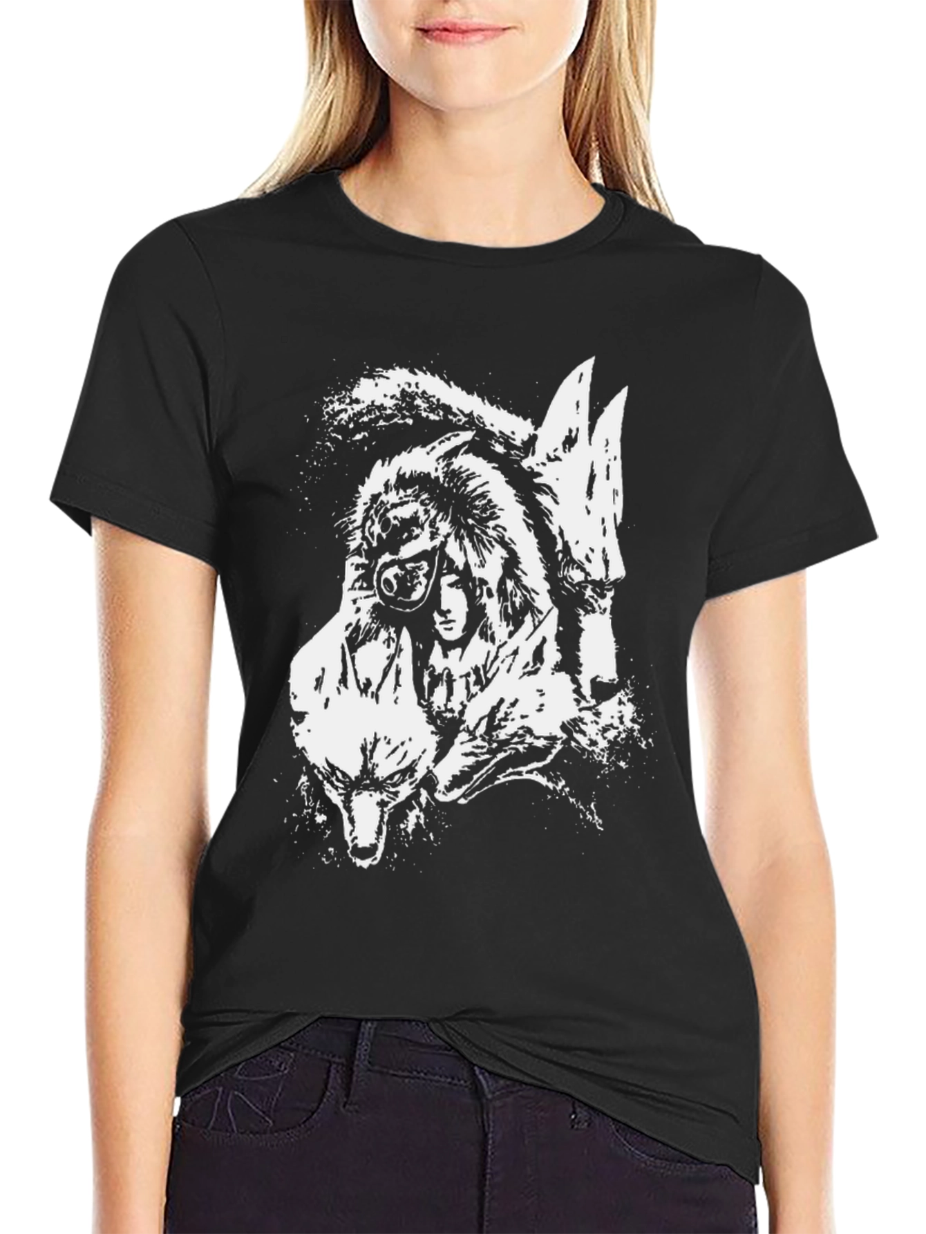 Black Wolfpack Graphic Print Black T-Shirt view 2
