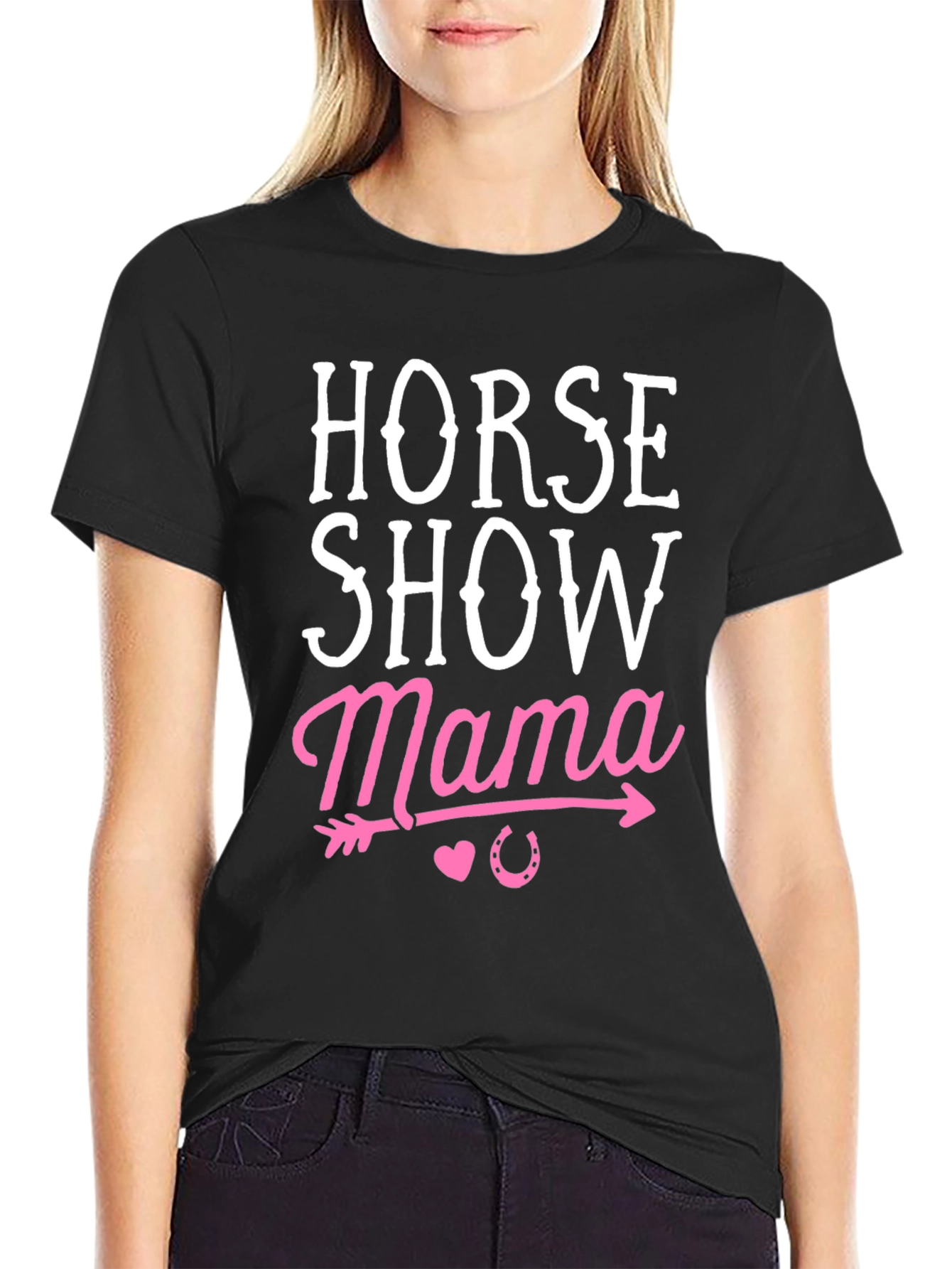 Black Horse Show Mama Tee - Equestrian Mom Gift view 2