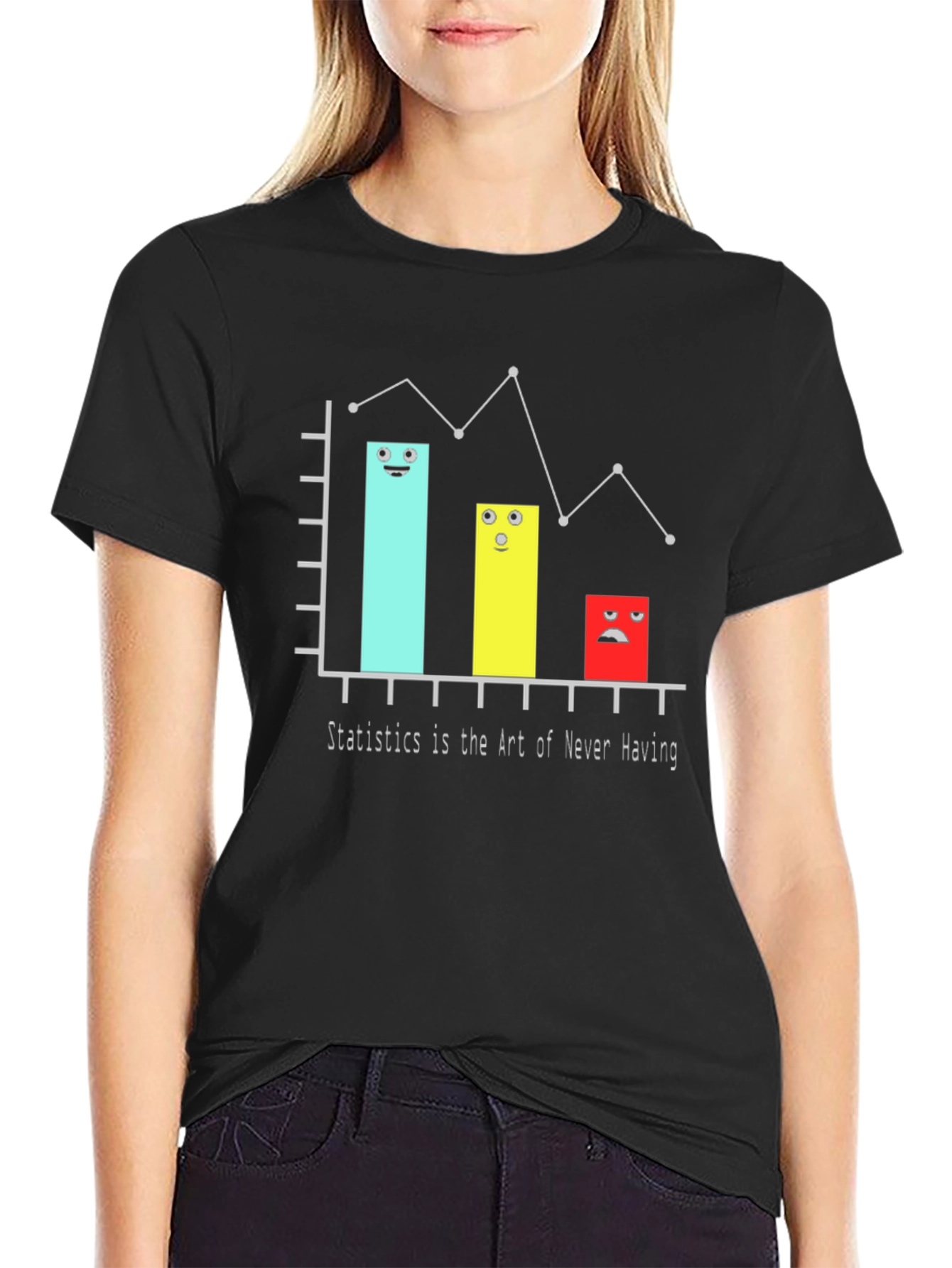 Black Statistics Humor Graphic Tee view 2
