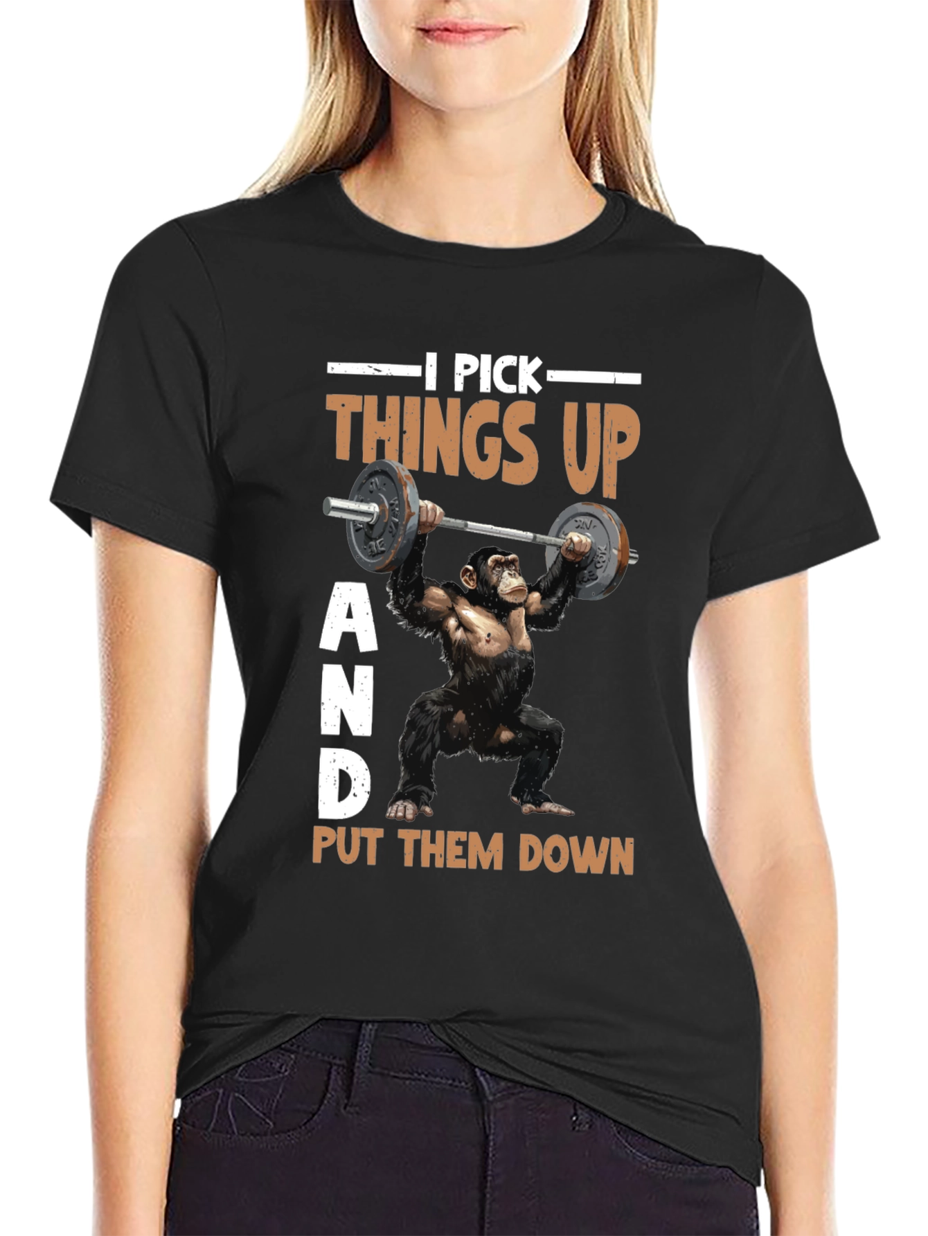 Funny Gym Monkey T-Shirt - I Pick Things Up - 2