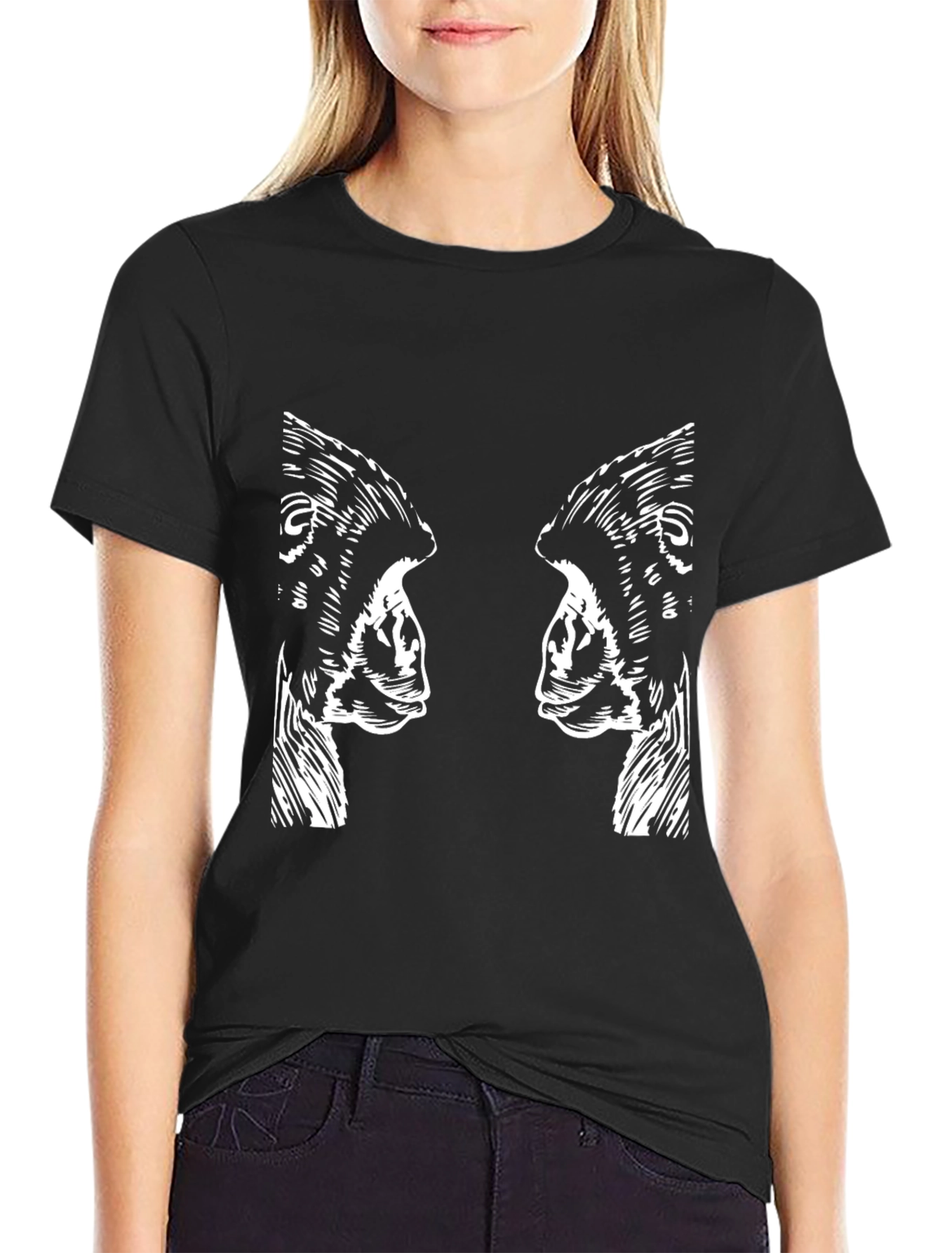 Black Abstract Gorilla Print Black Graphic Tee view 2