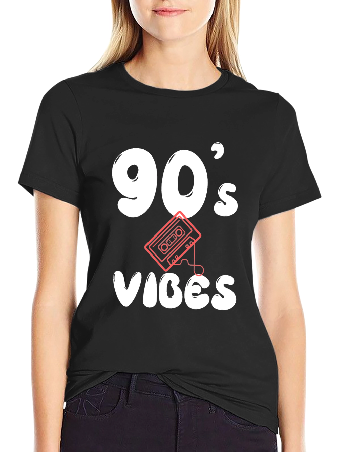 Black 90's Vibes Black Graphic Tee view 2