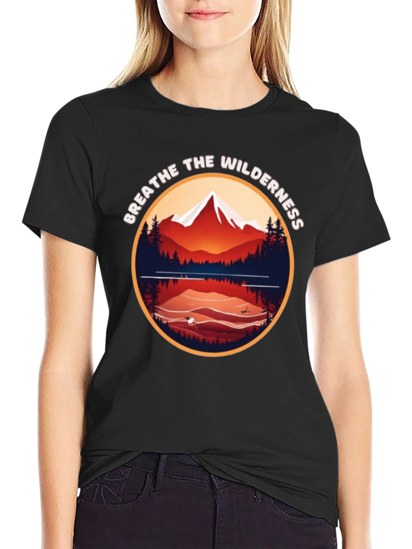 Black Breathe the Wilderness Graphic Tee view 2