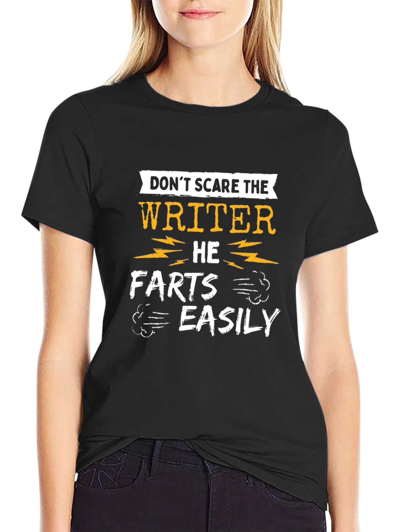 Black Writer Humor T-Shirt: Don't Scare the Writer! view 2