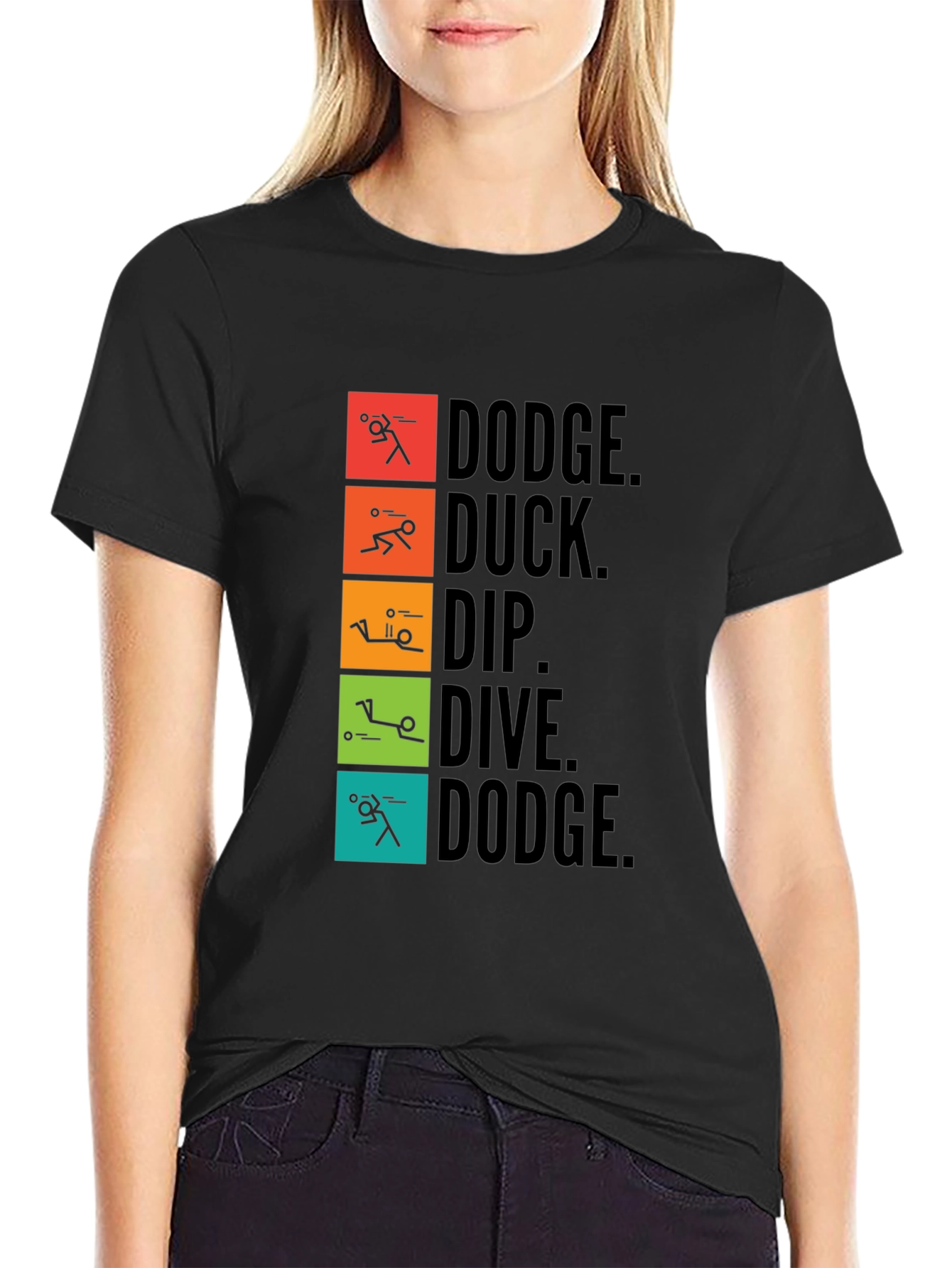 Black Dodgeball Stick Figure Graphic Tee view 2