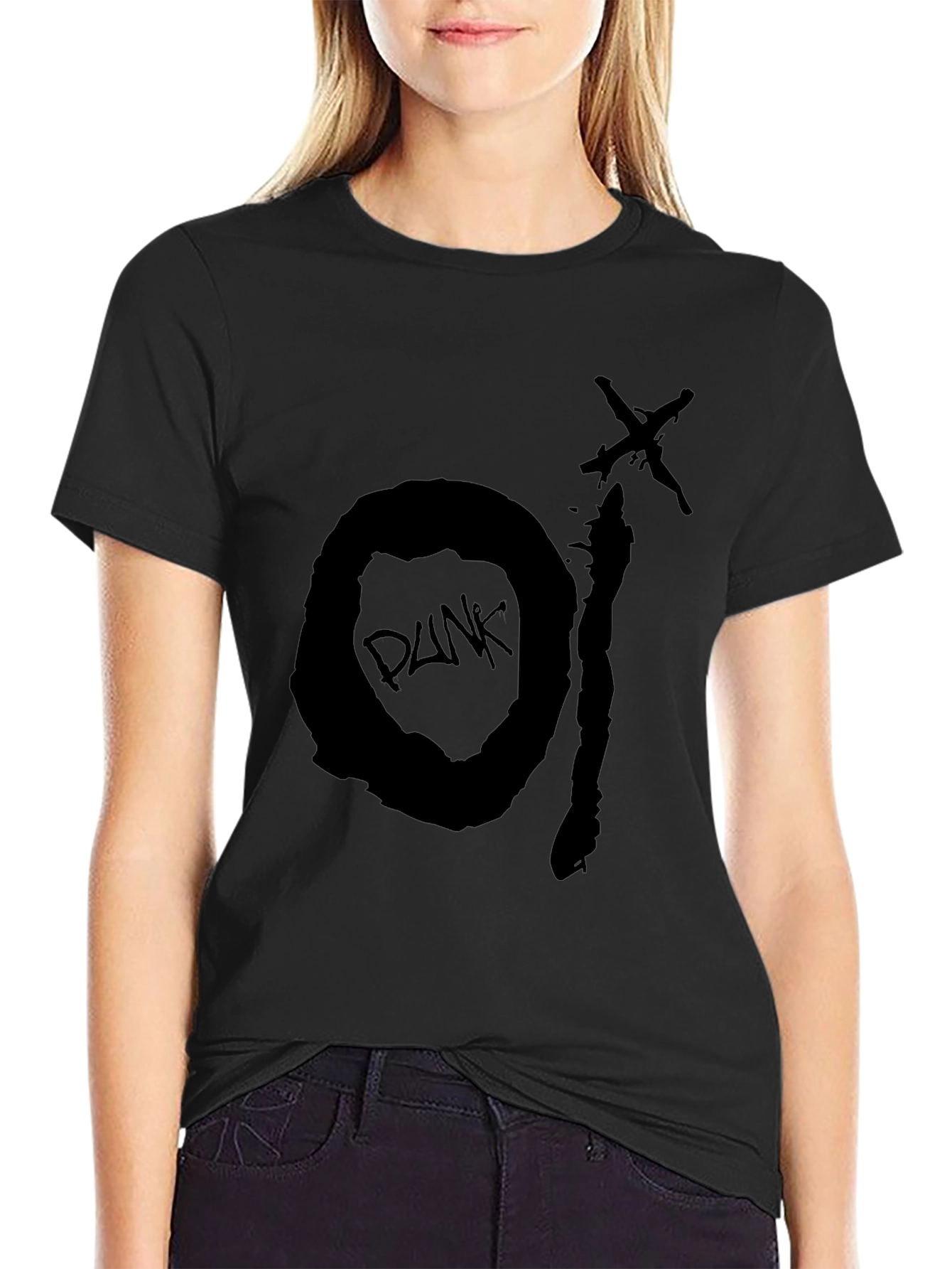 Black Punk Graphic Tee - Distressed Design - 2