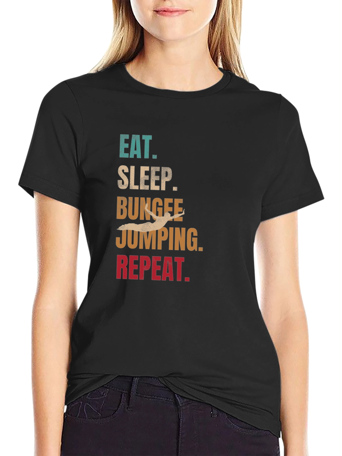 Eat Sleep Bungee Jump Repeat Black T-Shirt - 2