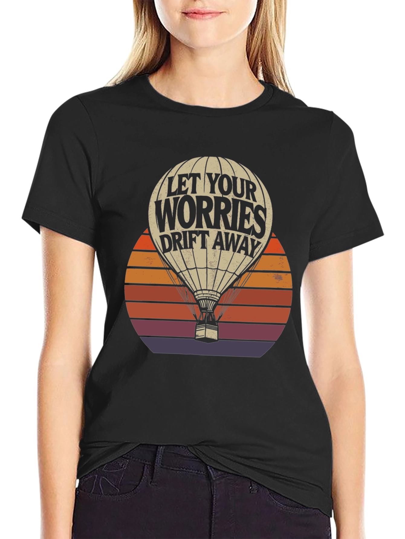 Black Let Your Worries Drift Away T-Shirt view 2