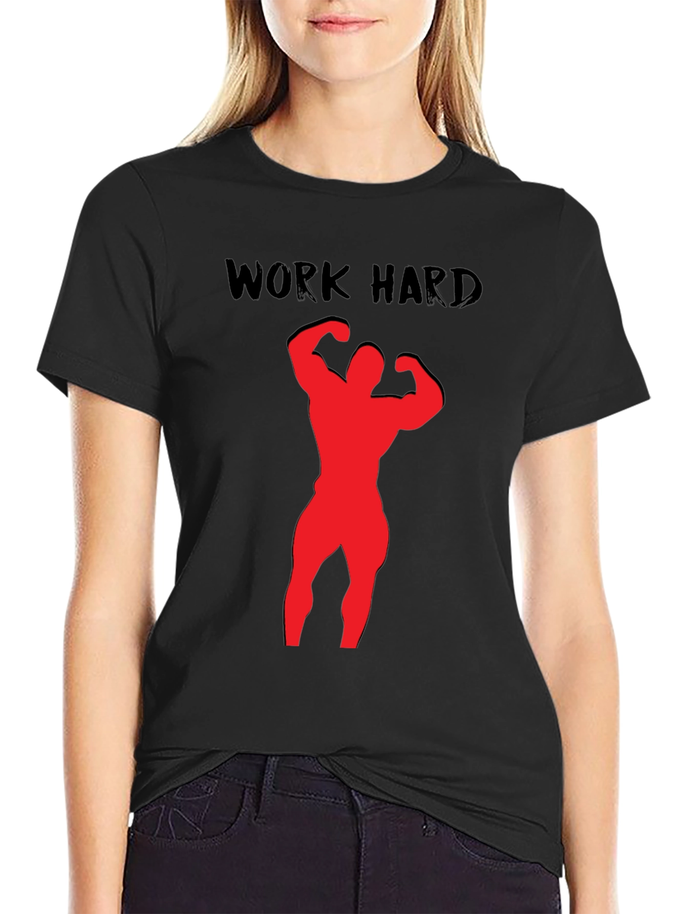 Black Work Hard Bodybuilding Black T-Shirt view 2