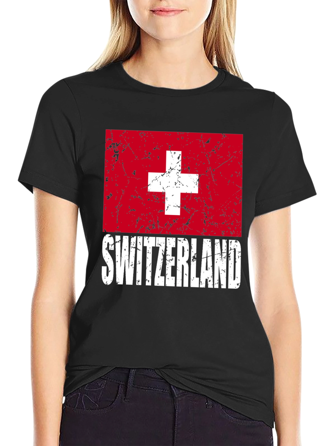 Switzerland Flag Graphic T-Shirt - Black - 2