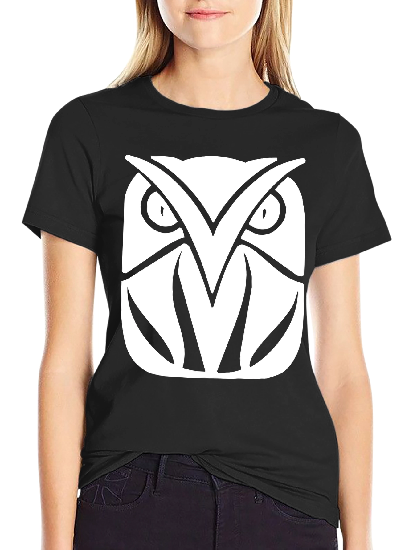 Black Owl Graphic Print Black T-Shirt view 2