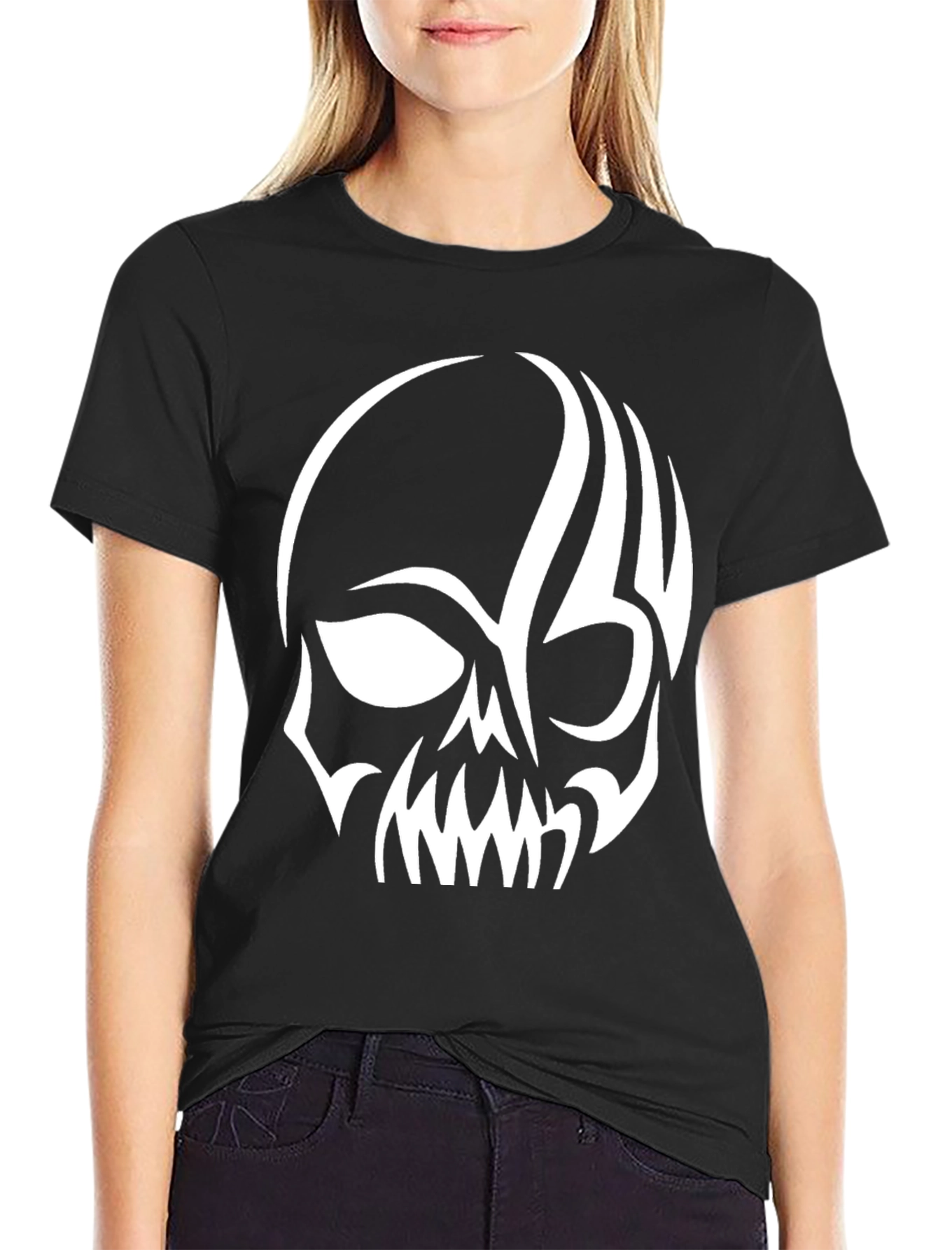 Black Skull Graphic Tee - Men's Black T-Shirt view 2