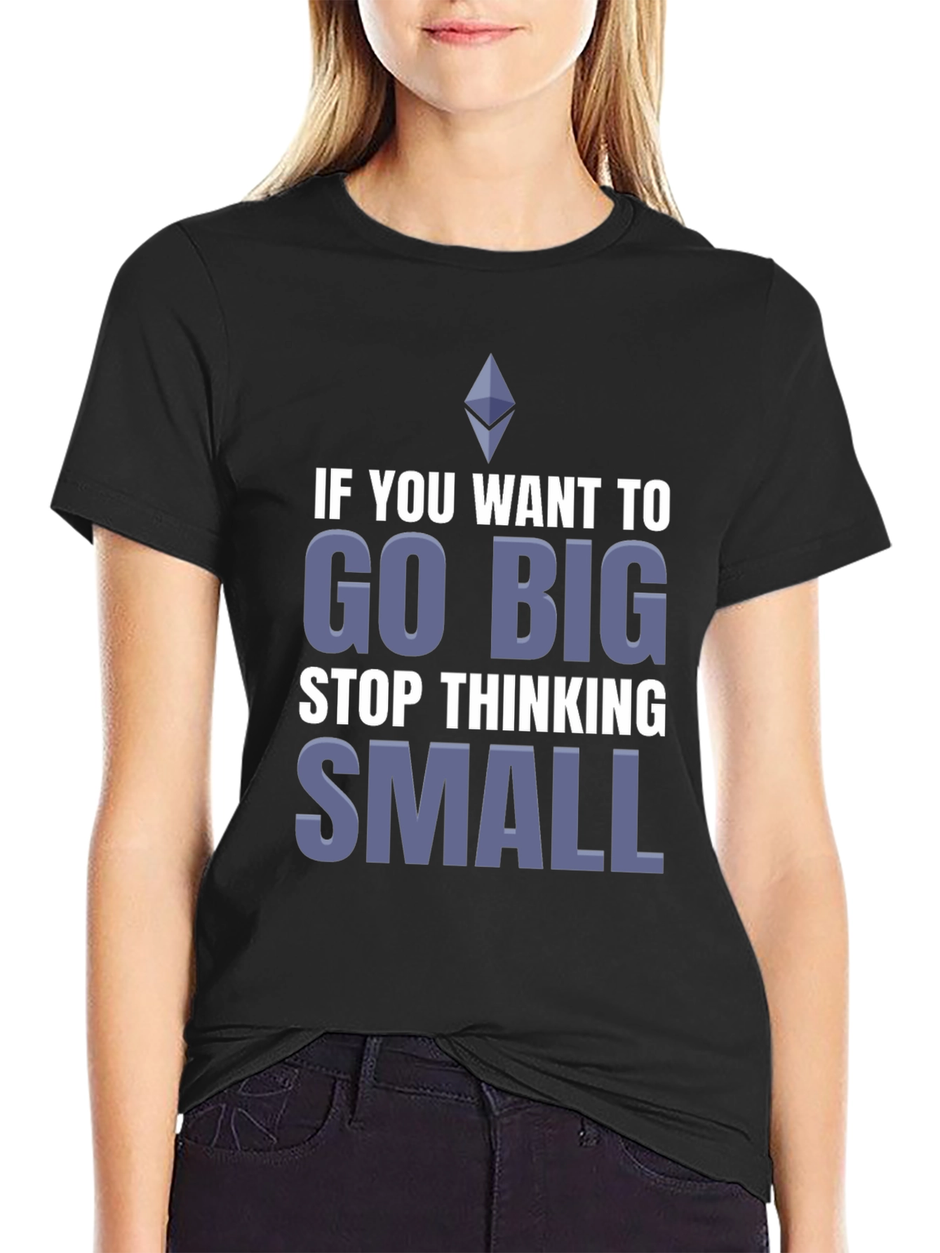 Black Go Big Motivational Graphic Tee - Black T-Shirt view 2