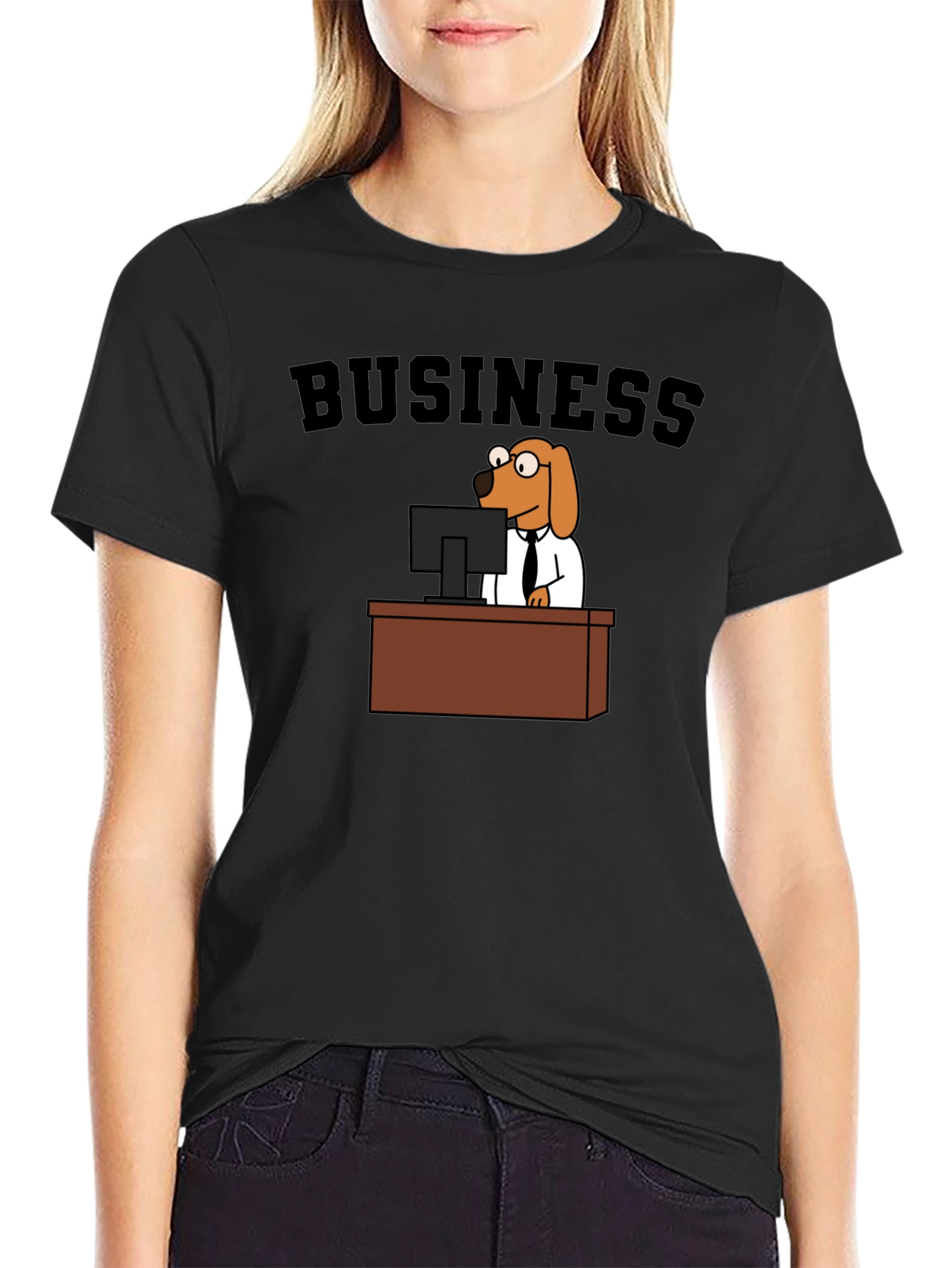 Black Business Dog Black T-Shirt view 2