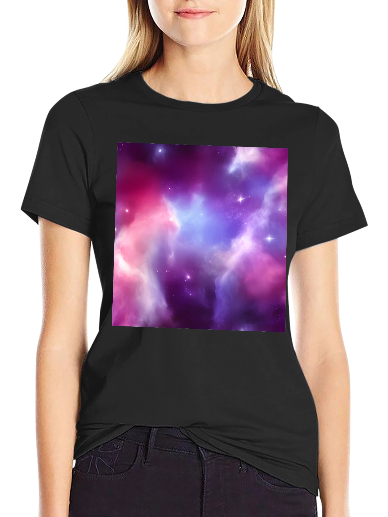 Black Nebula Print Tee - Black Short Sleeve Men's T-Shirt view 2
