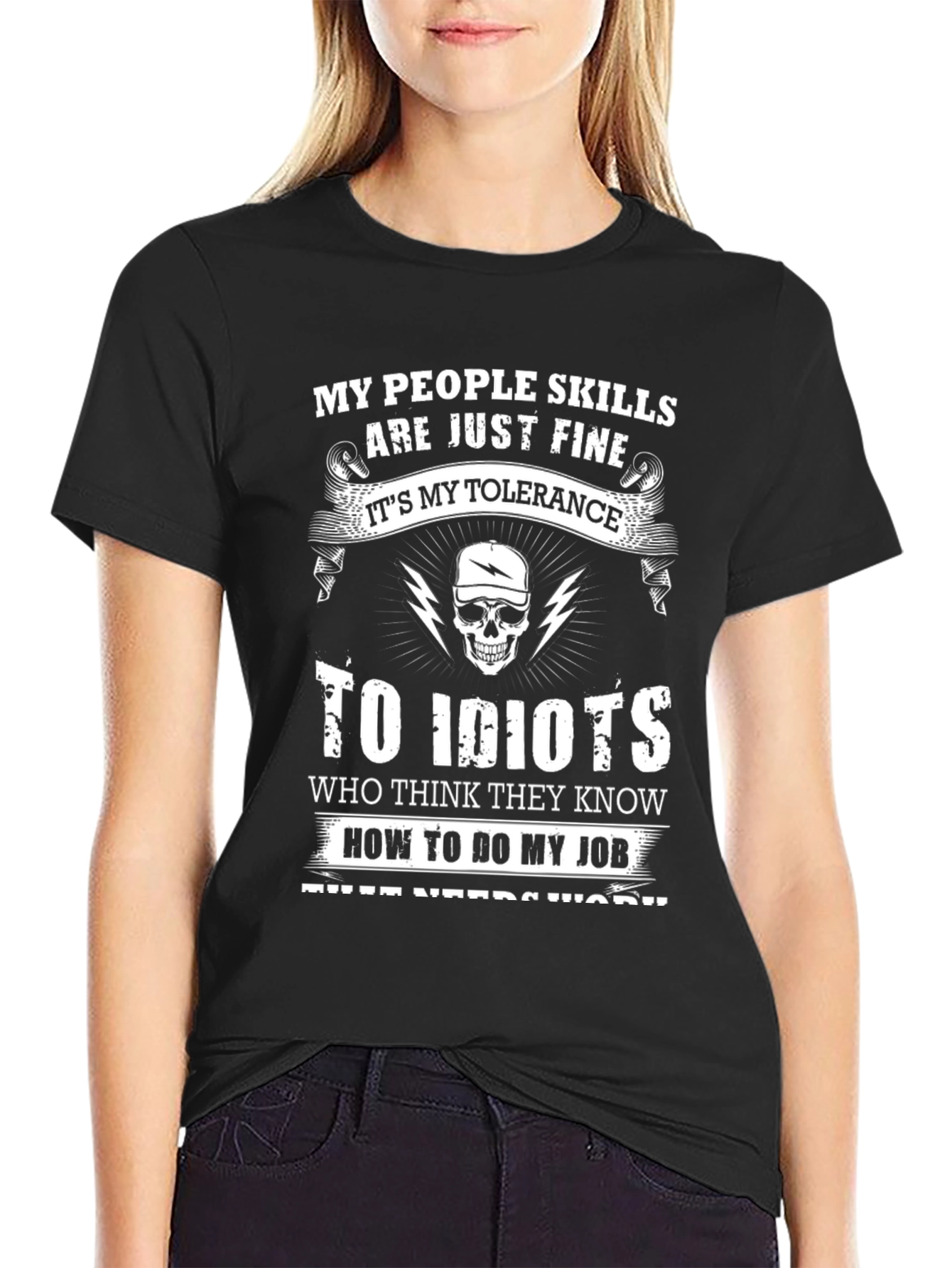 Black My People Skills Tolerance Funny Graphic T-Shirt view 2