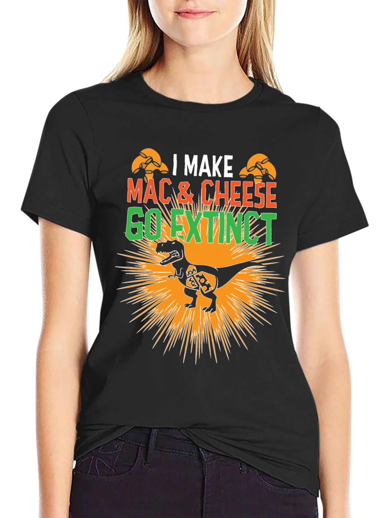 Black Mac & Cheese T-Rex Graphic T-Shirt view 2