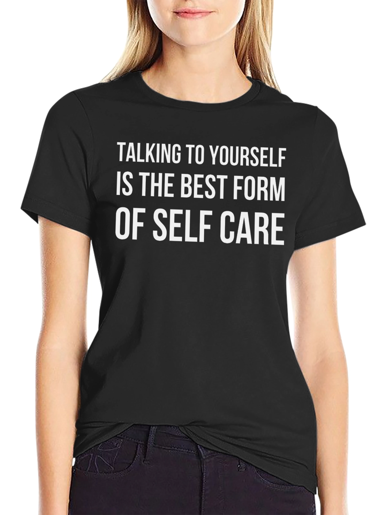 Black Self Care T-Shirt - Talk to Yourself view 2