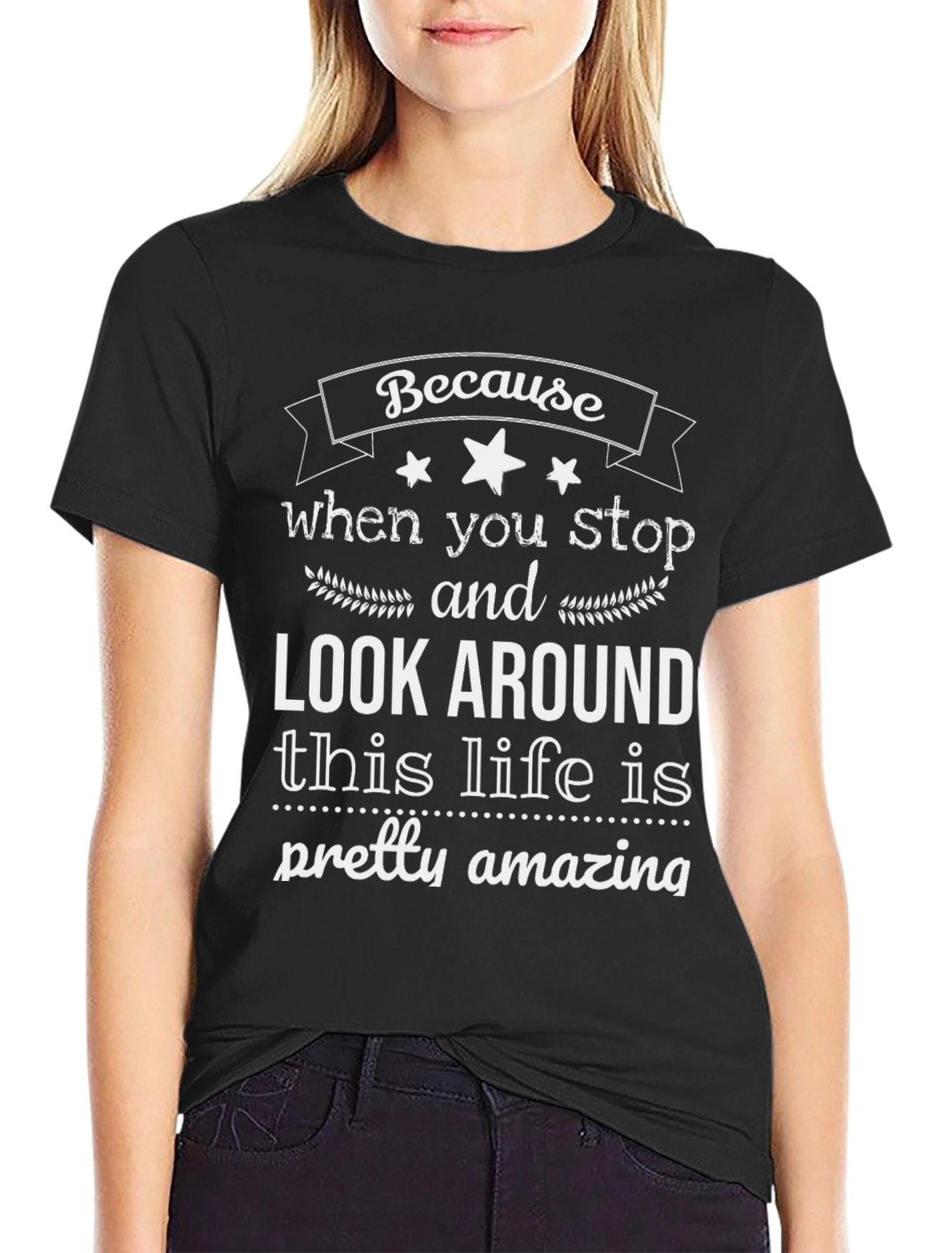 Black Amazing Life T-Shirt - Inspirational Message view 2