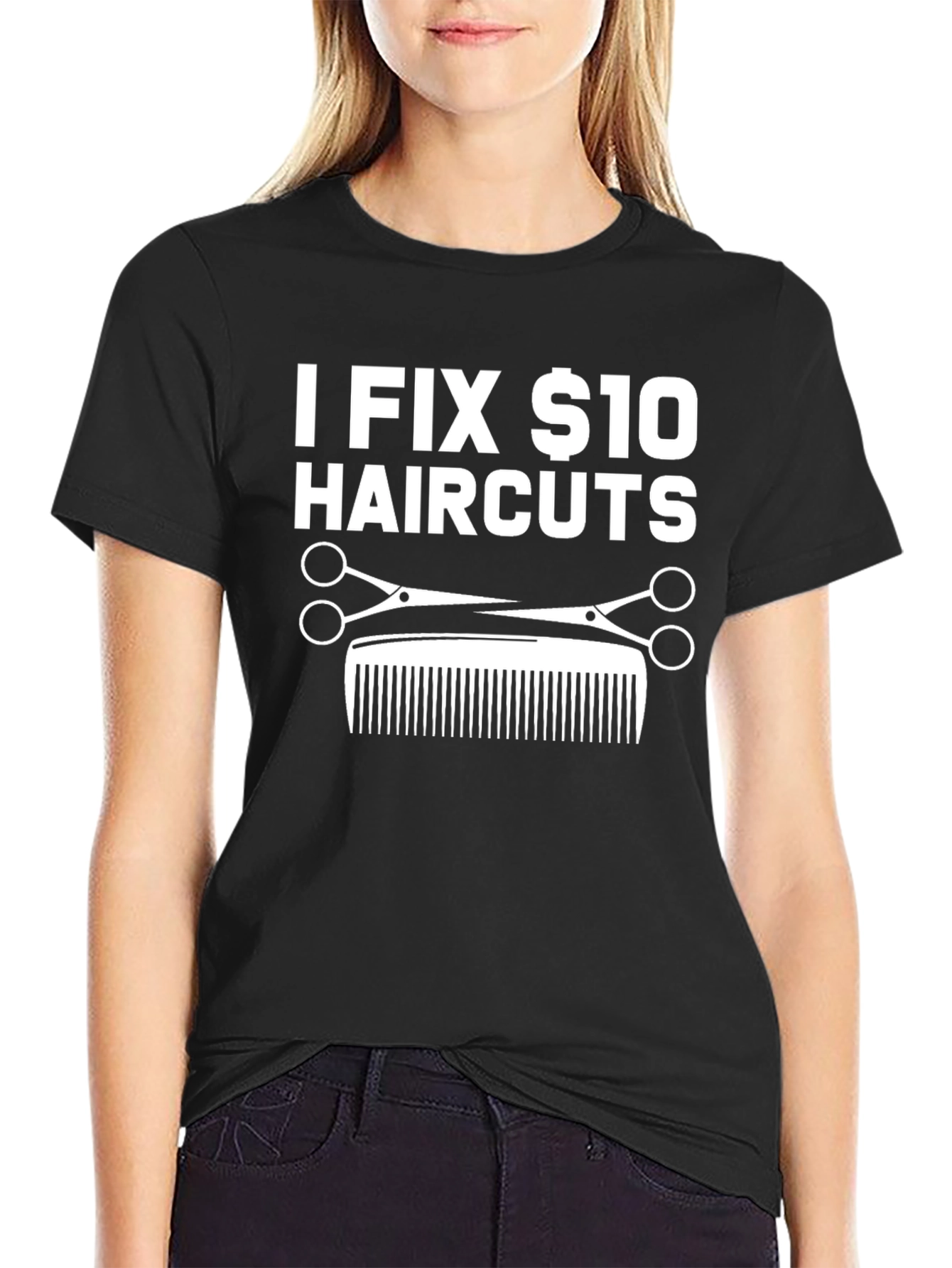 Black I Fix $10 Haircuts Graphic Tee view 2