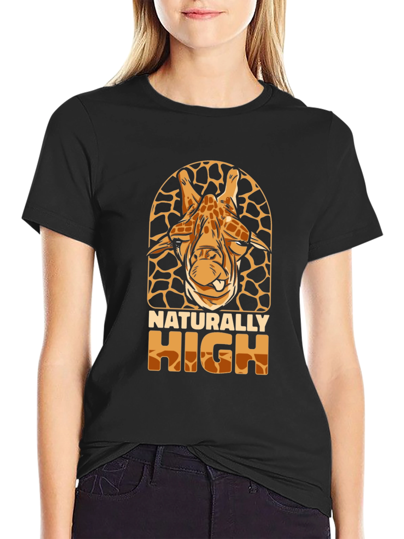 Black Naturally High Giraffe Graphic T-Shirt view 2