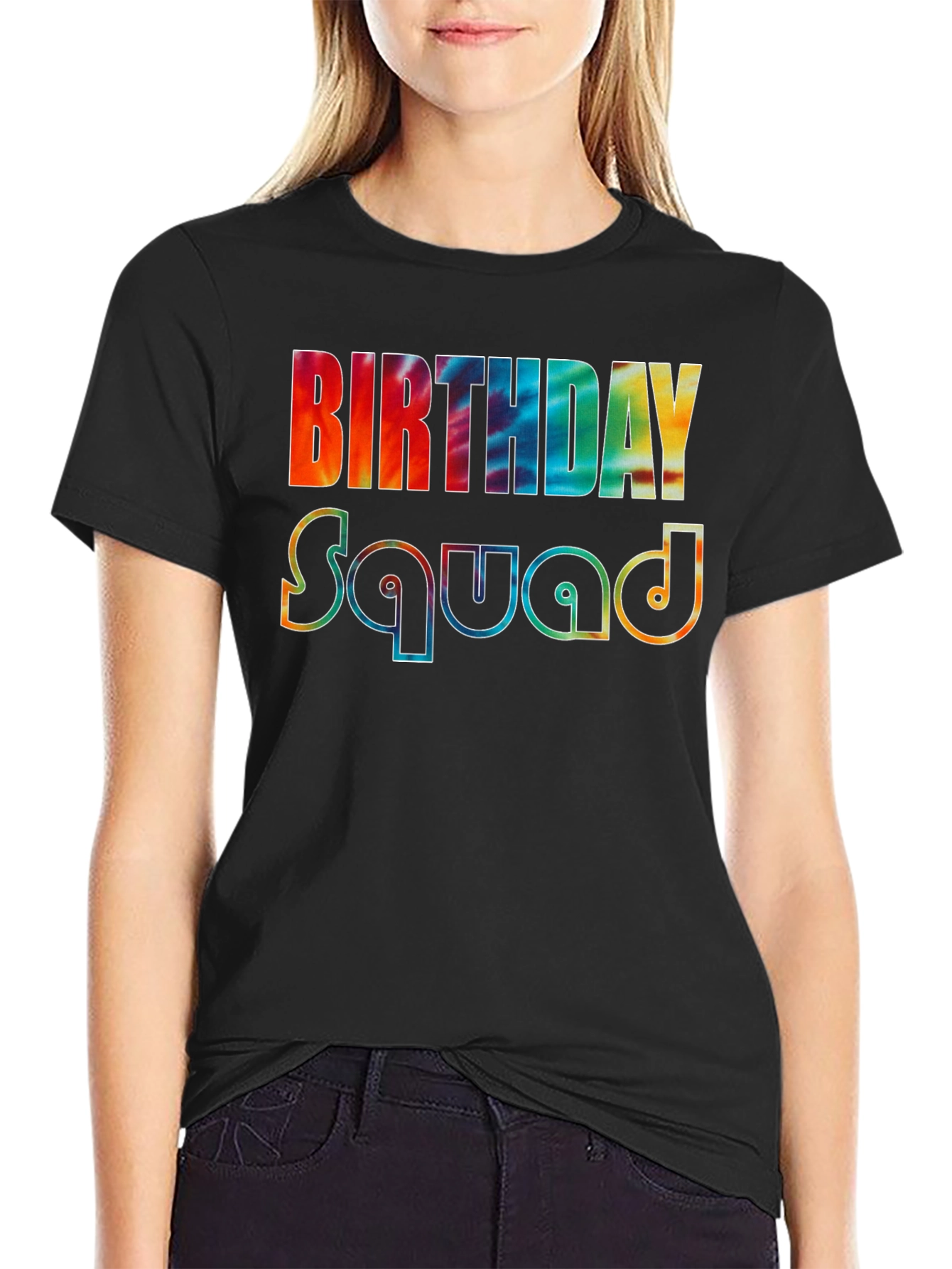 Black Birthday Squad Tie-Dye Graphic Tee view 2