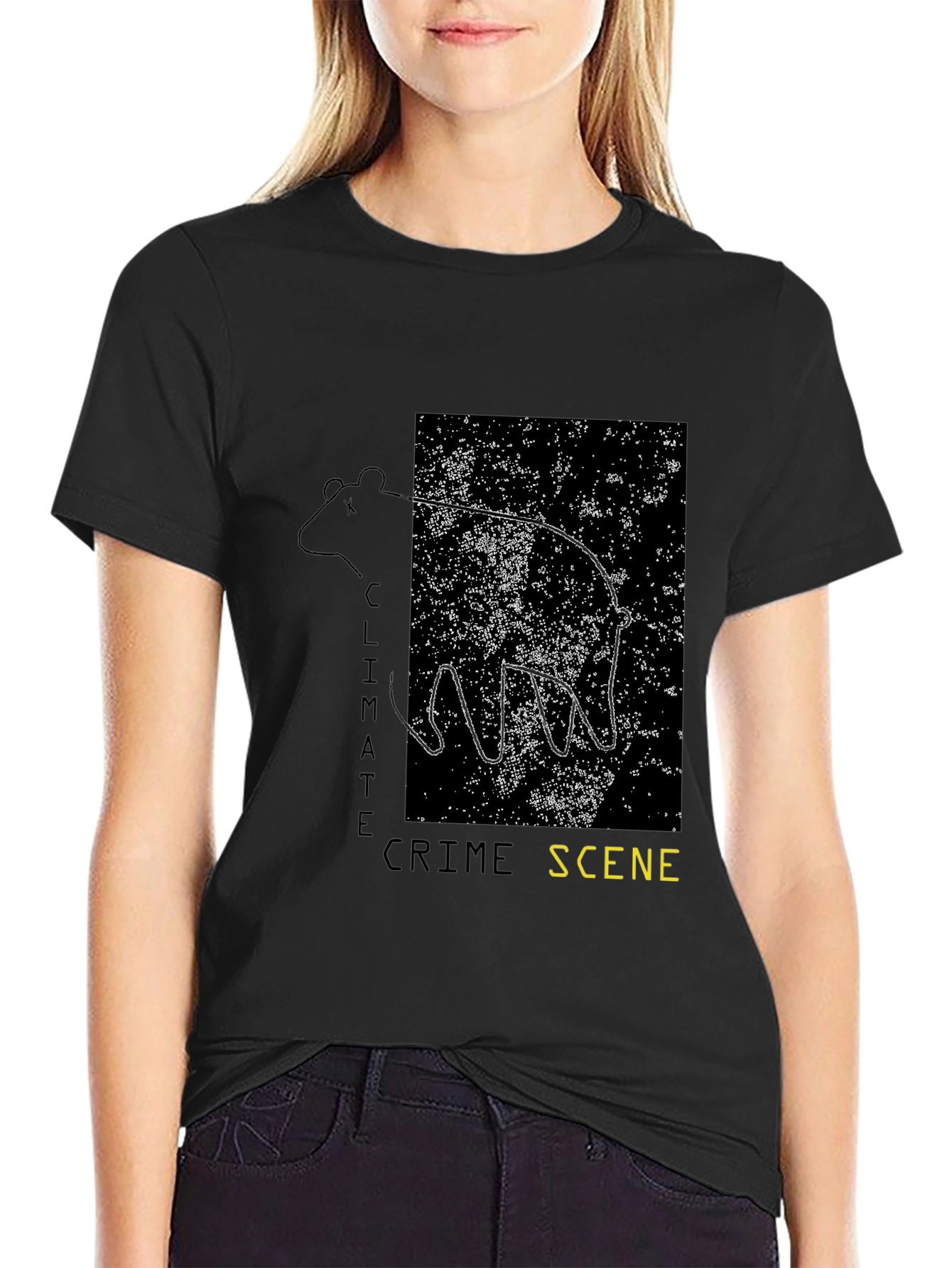 Black Climate Crime Scene T-Shirt view 2