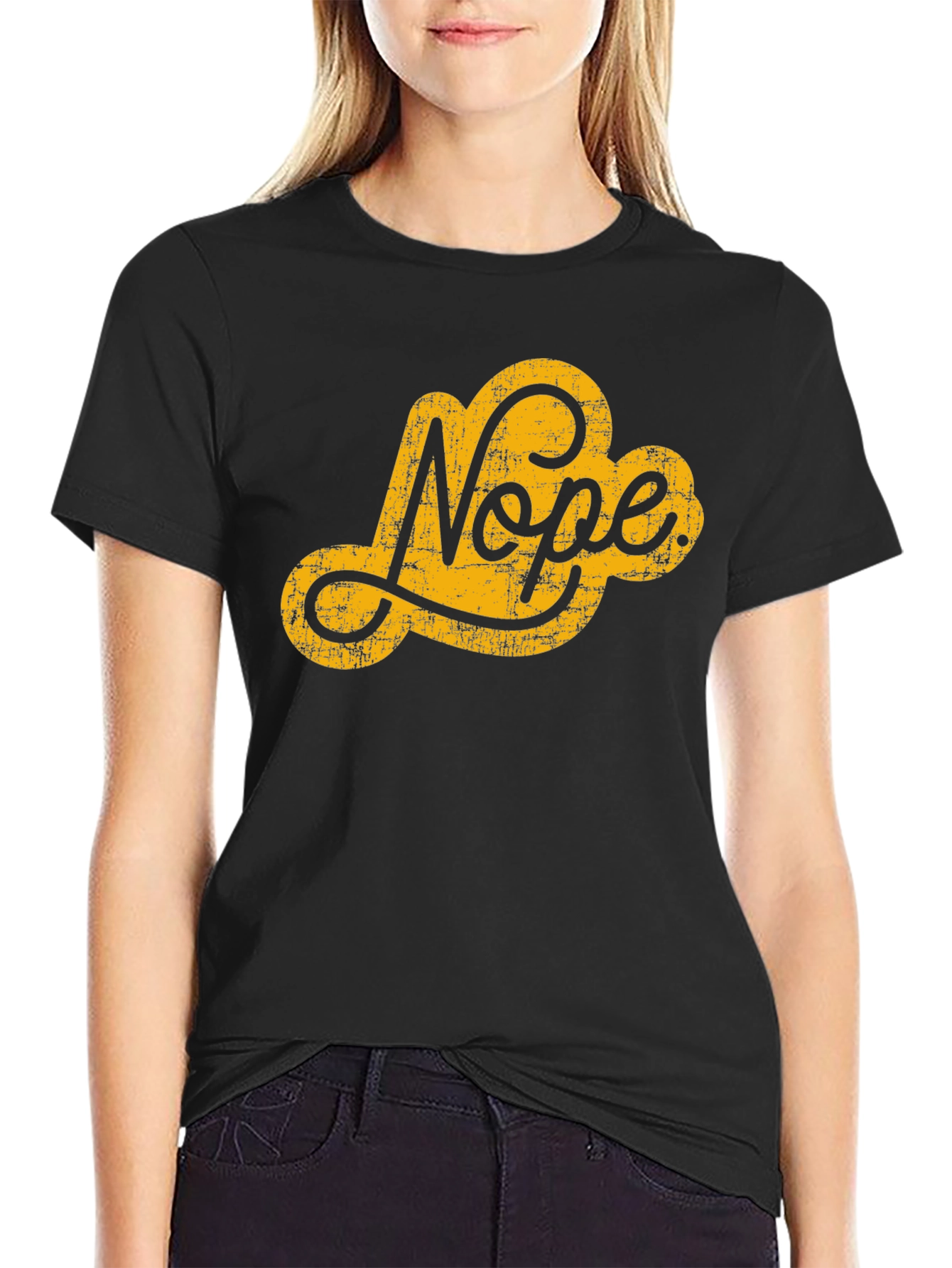 Black Nope Graphic Tee - Black Crew Neck T-Shirt view 2