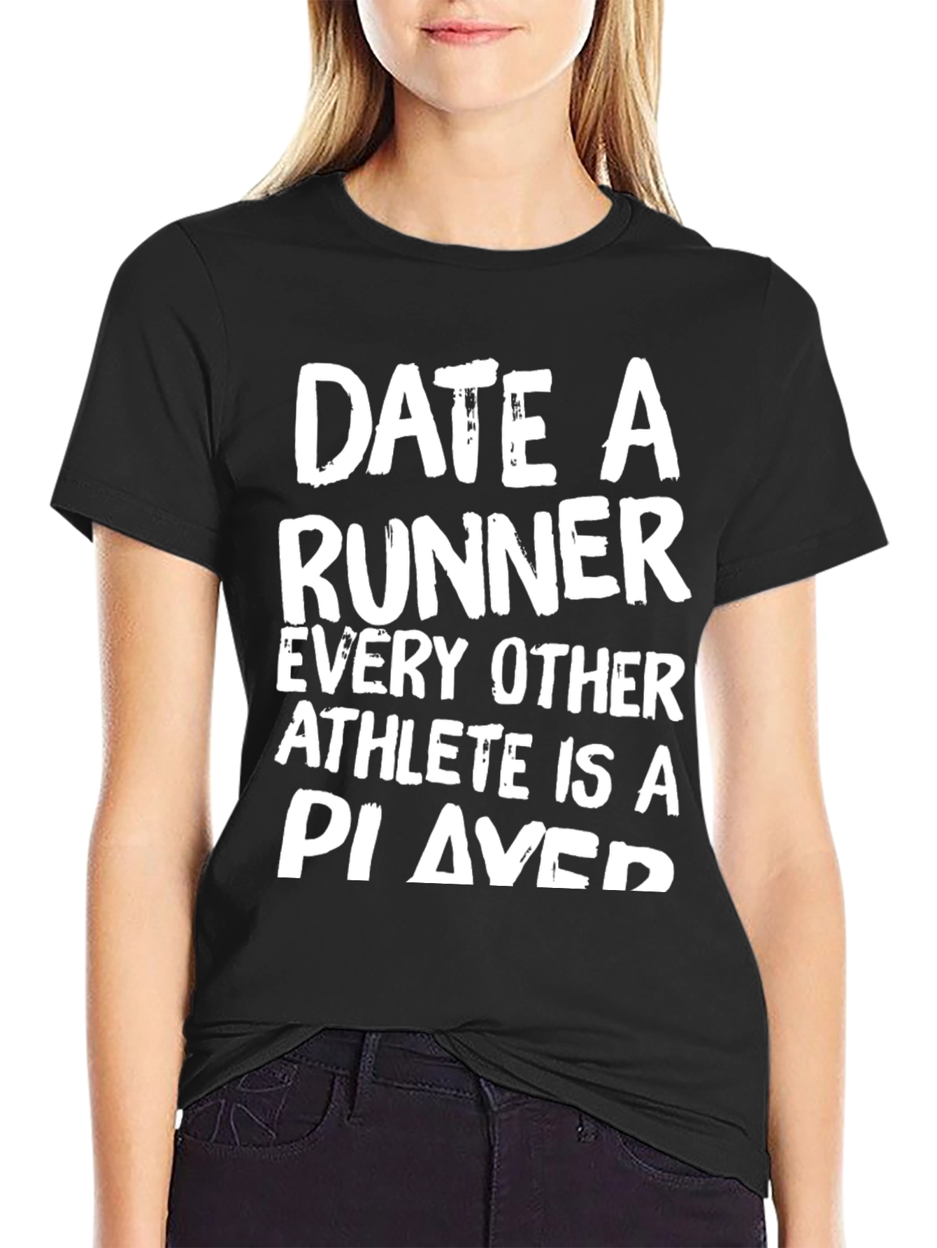 Black Date a Runner Black Graphic T-Shirt view 2