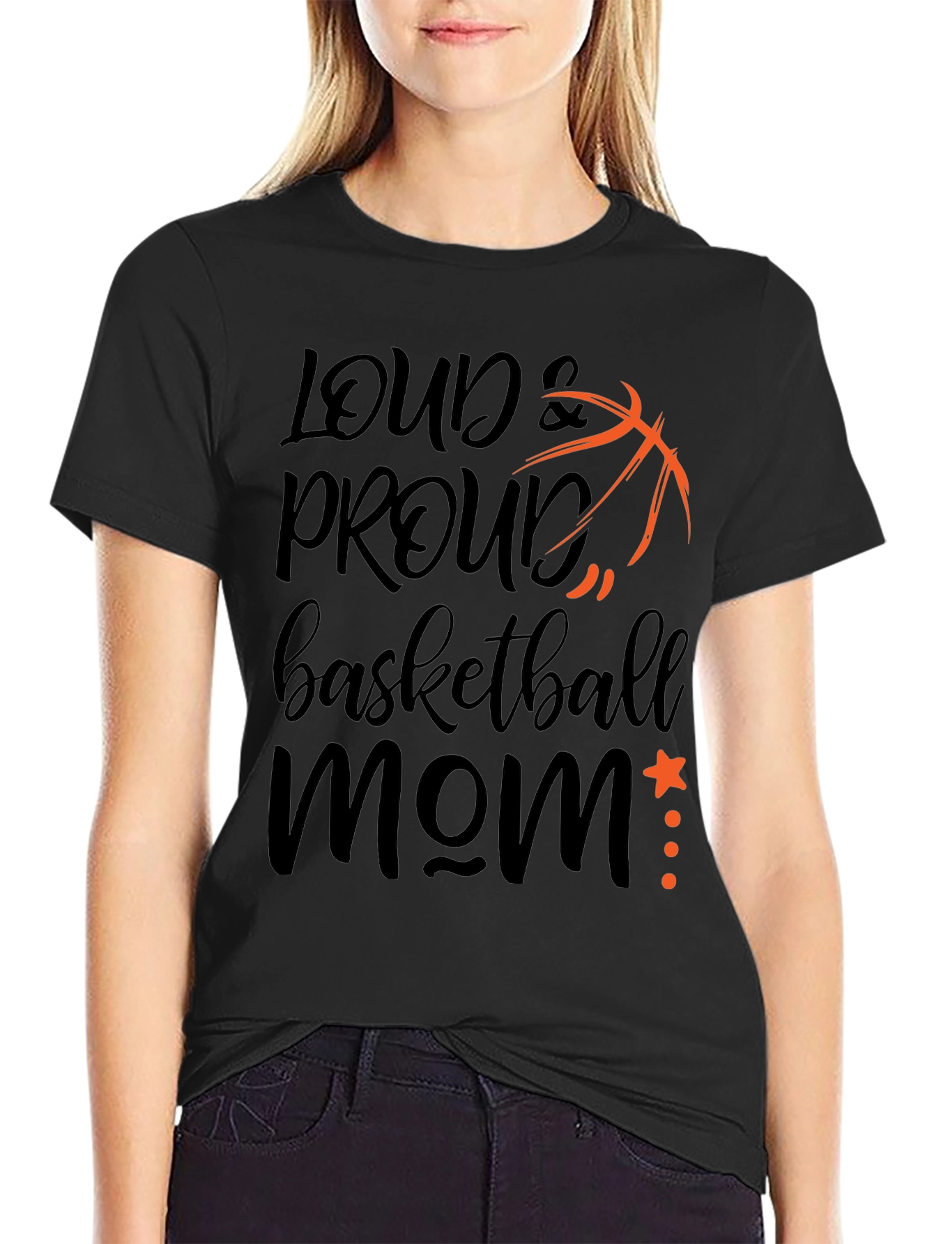 Black Loud and Proud Basketball Mom T-Shirt view 2