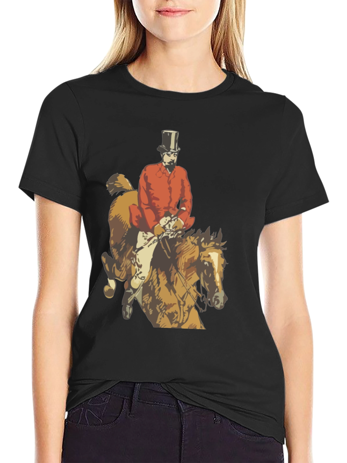 Black Equestrian Fox Hunter T-Shirt view 2