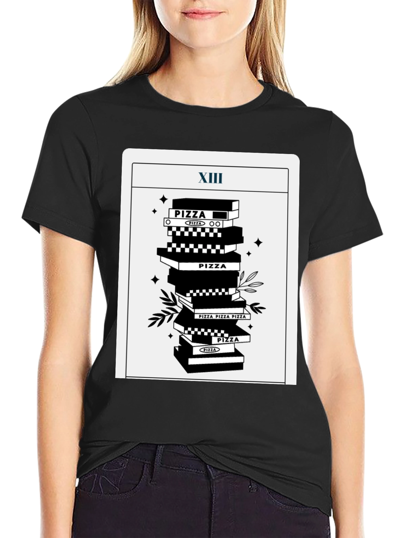 Black Pizza Tarot T-Shirt - Death Card Parody view 2