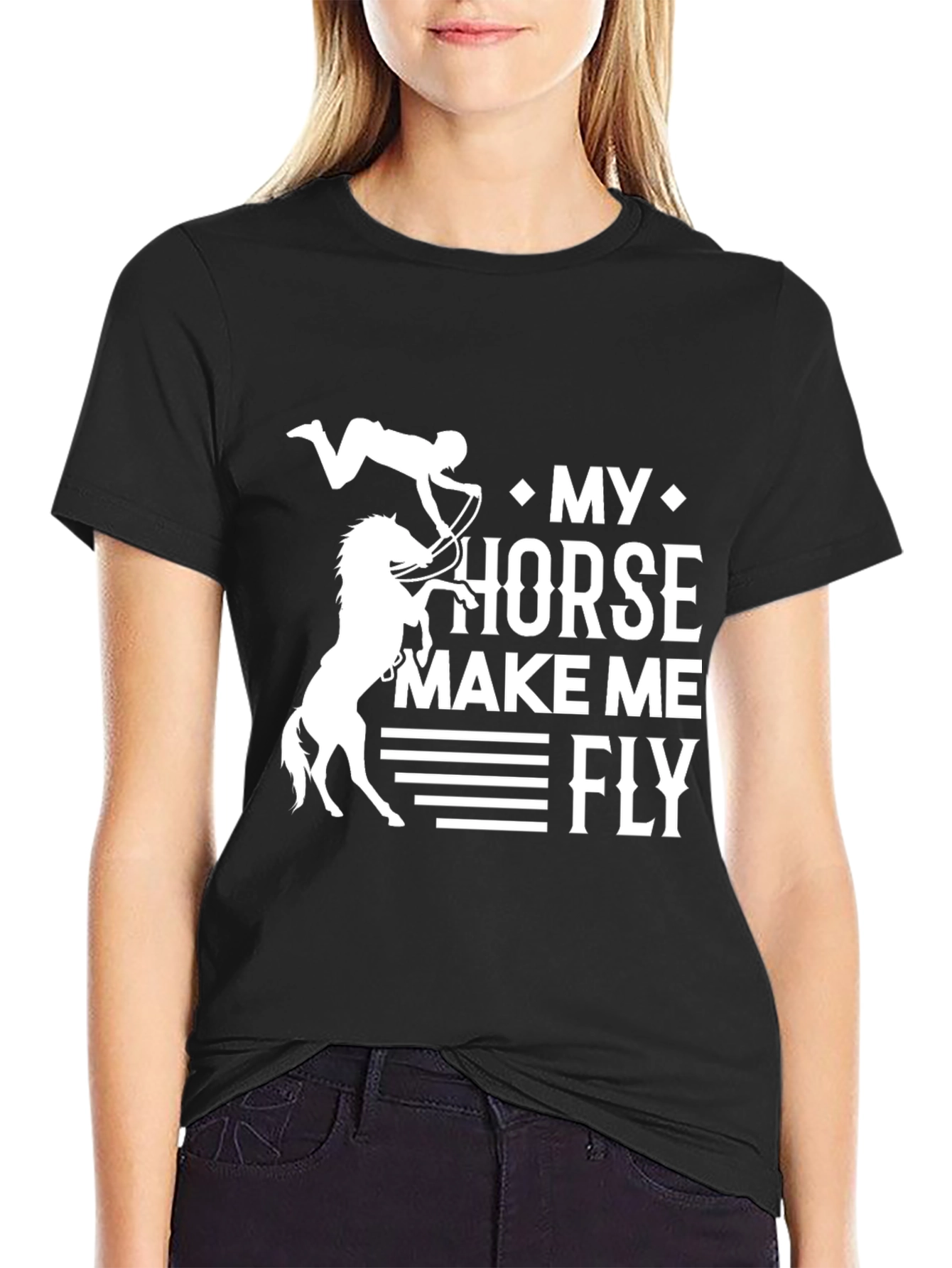 Black My Horse Makes Me Fly T-Shirt view 2