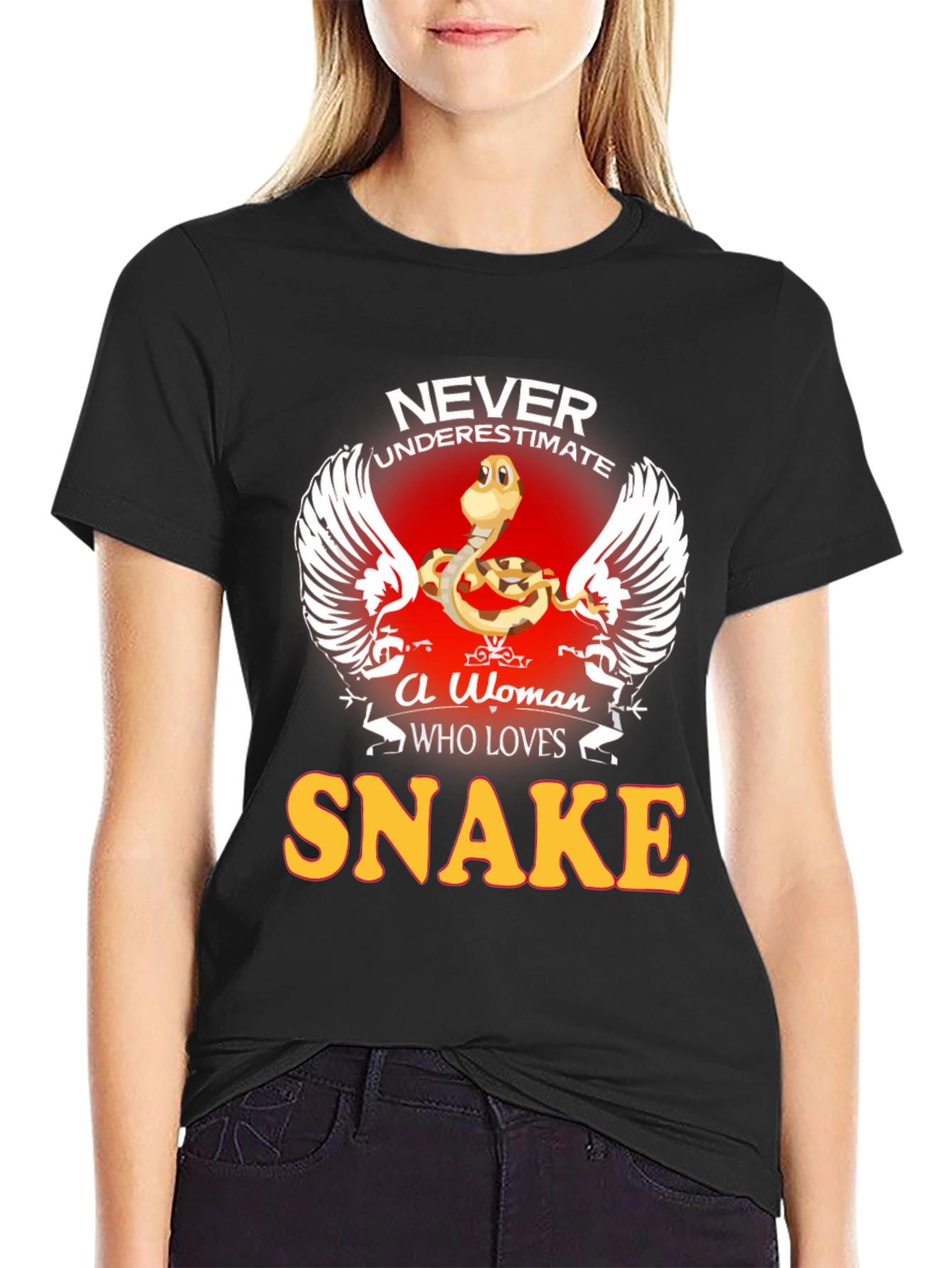 Black Never Underestimate A Woman Who Loves Snakes Tee view 2