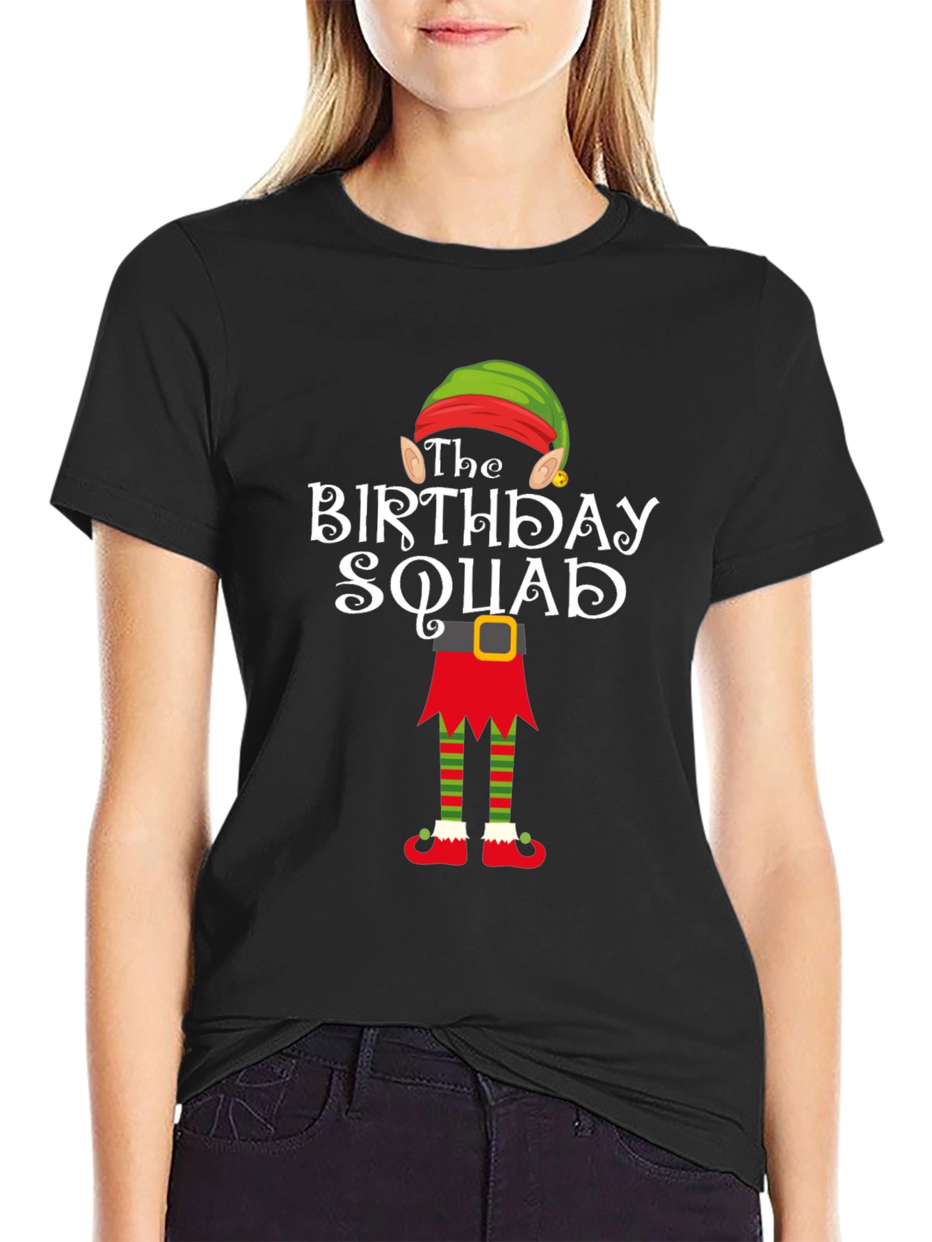 Black Birthday Squad Elf T-Shirt view 2