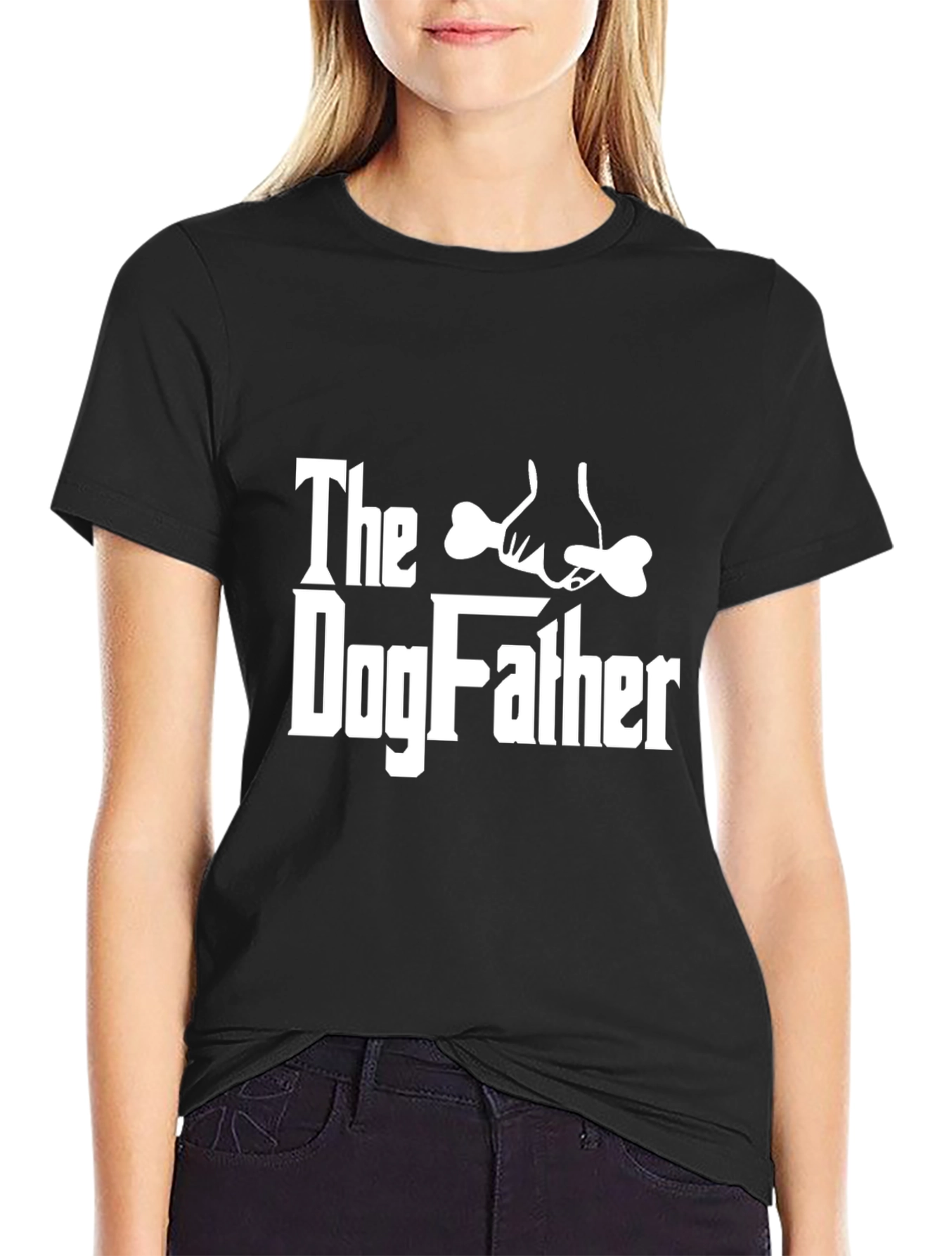 Black The DogFather Funny Graphic Tee view 2