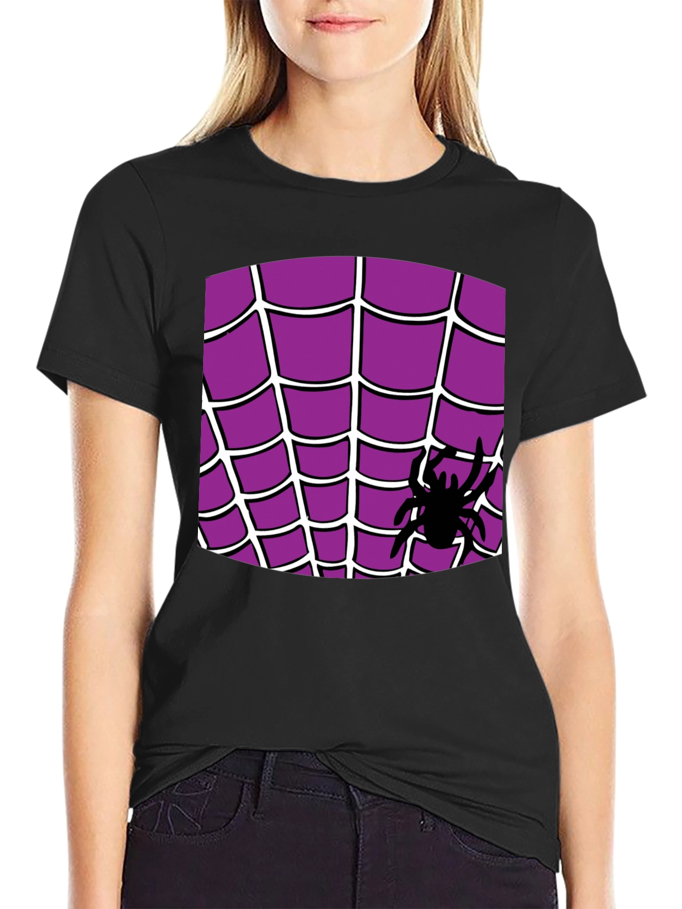 Black Spider Web T-Shirt - Halloween Costume view 2