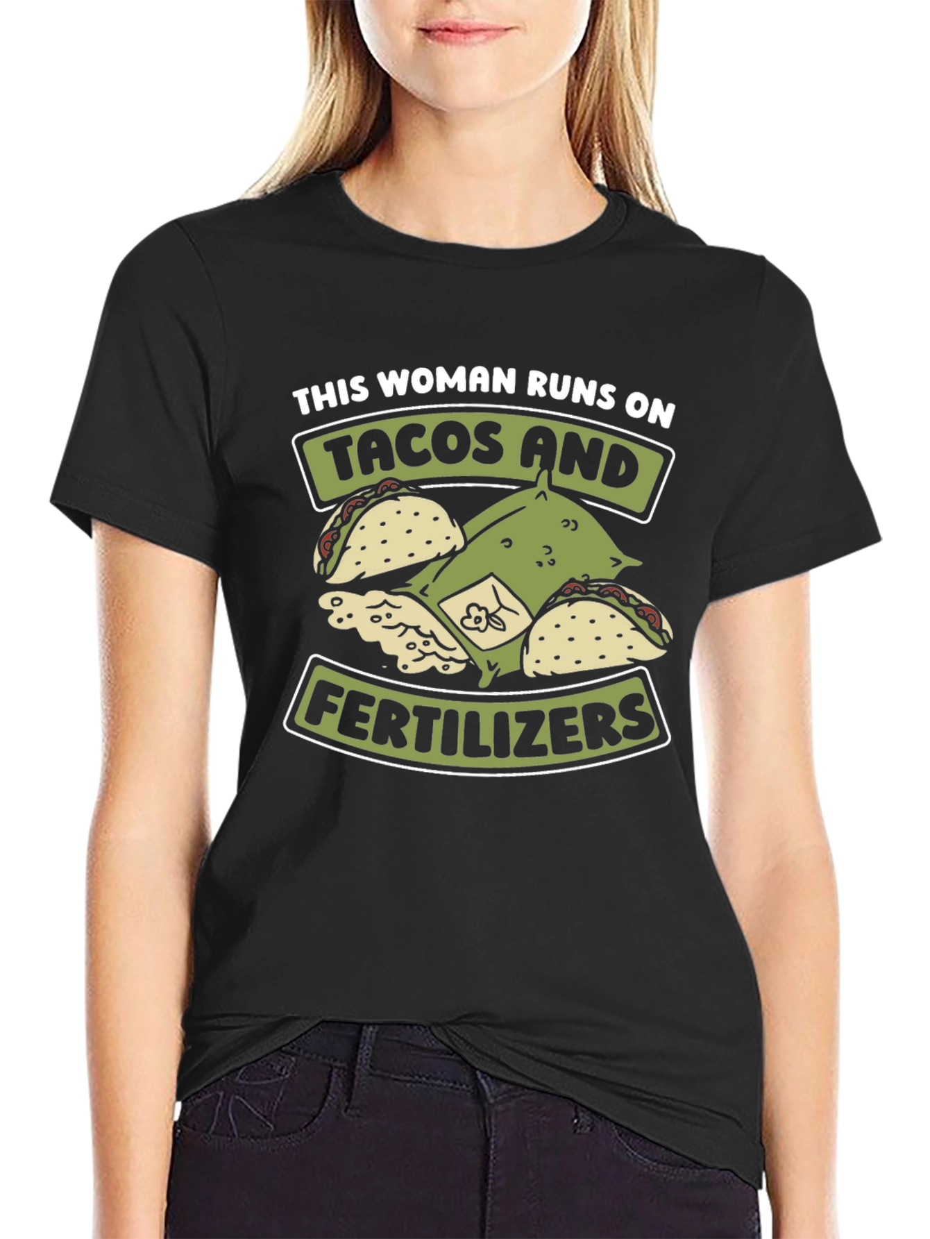 Black Tacos and Fertilizer T-Shirt view 2
