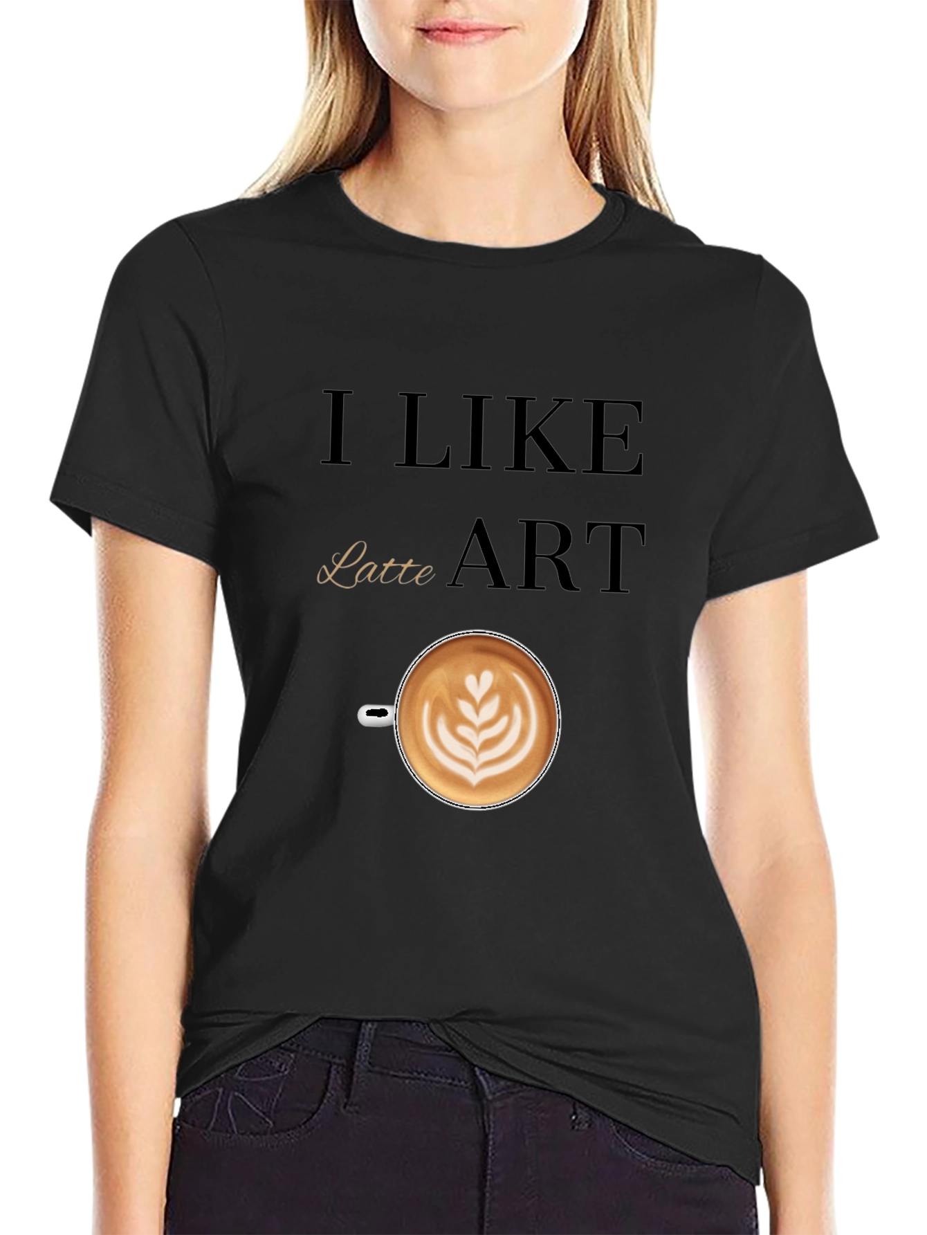 Black I Like Latte Art T-Shirt view 2