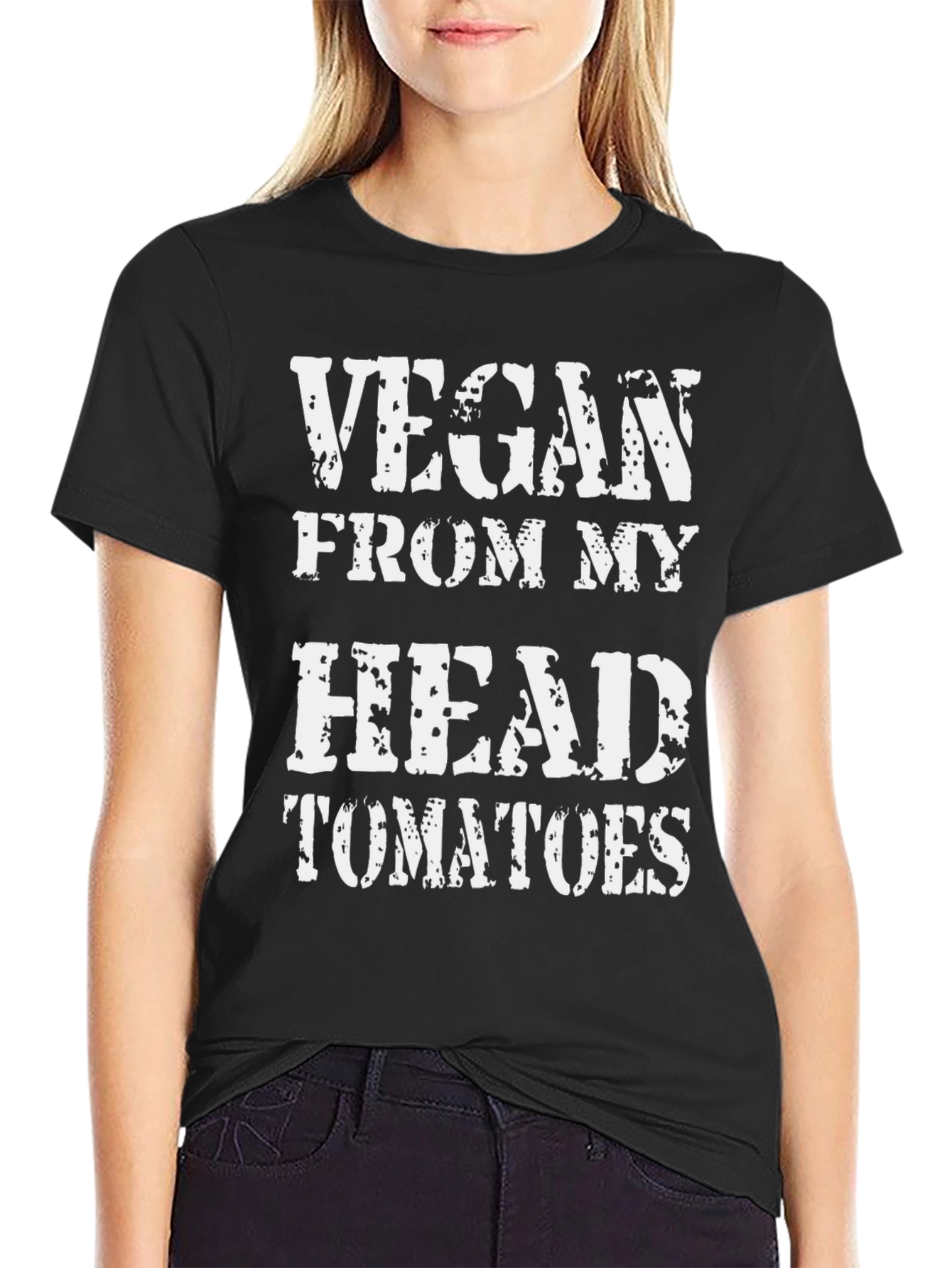 Black Vegan From My Head Tomatoes Graphic T-Shirt view 2