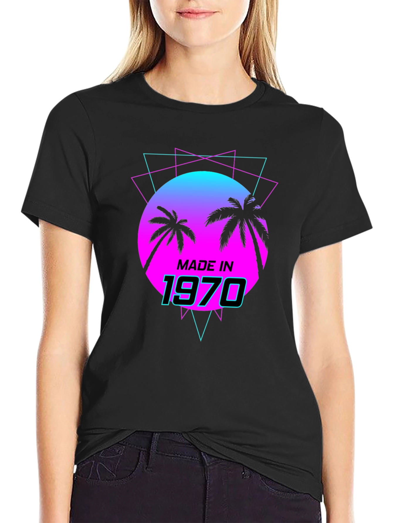 Black Made in 1970 Retro T-Shirt view 2
