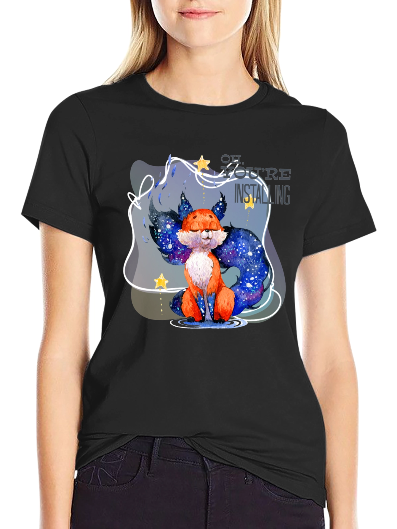 Black Galaxy Fox T-Shirt view 2