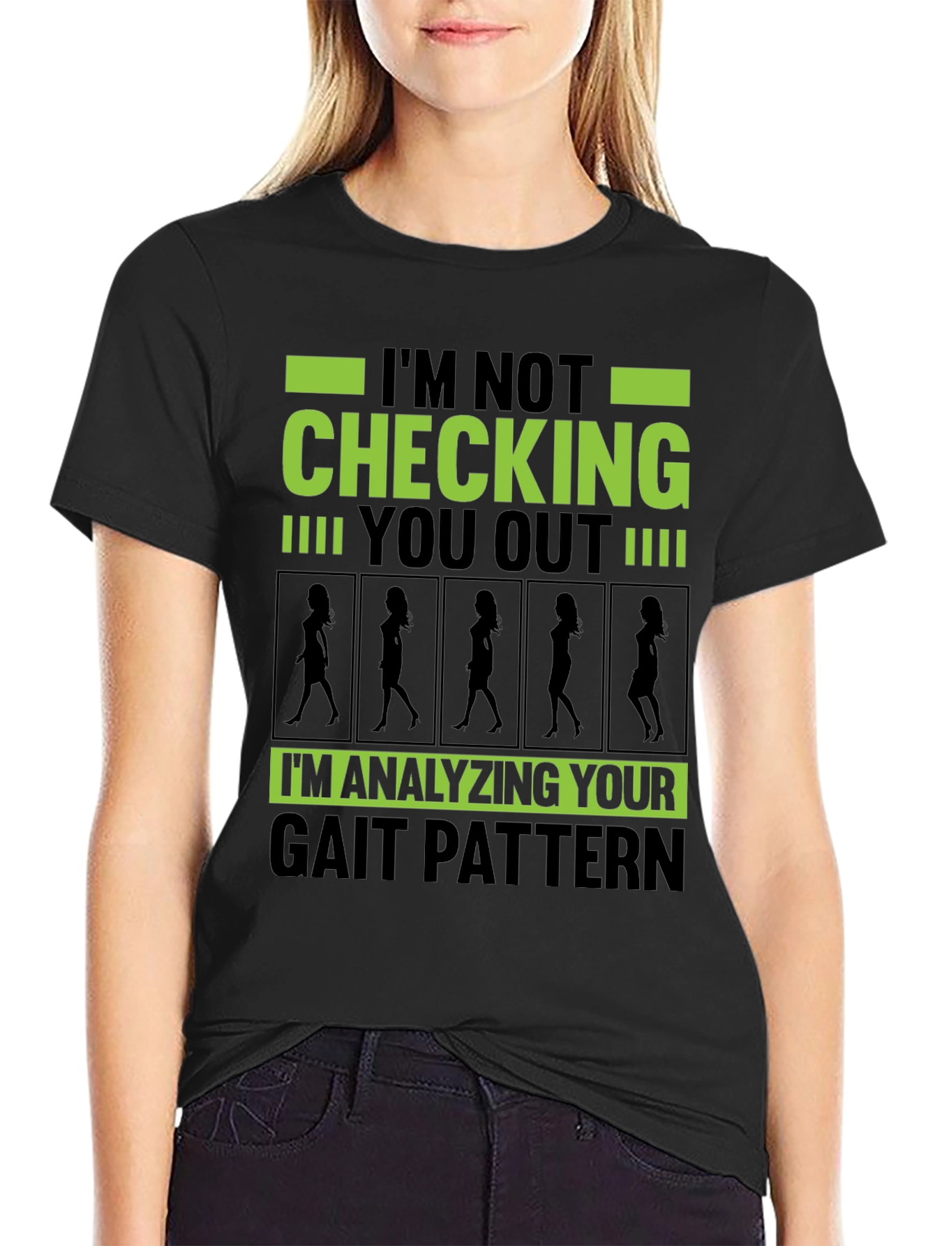 Black Funny Gait Pattern Analysis T-Shirt view 2