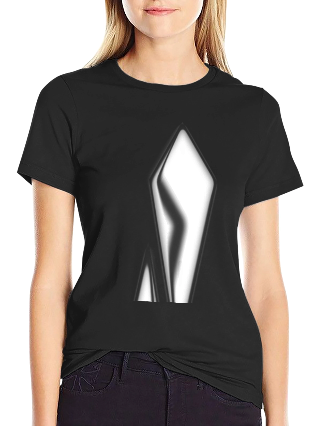 Black Abstract Graphic Black T-Shirt view 2