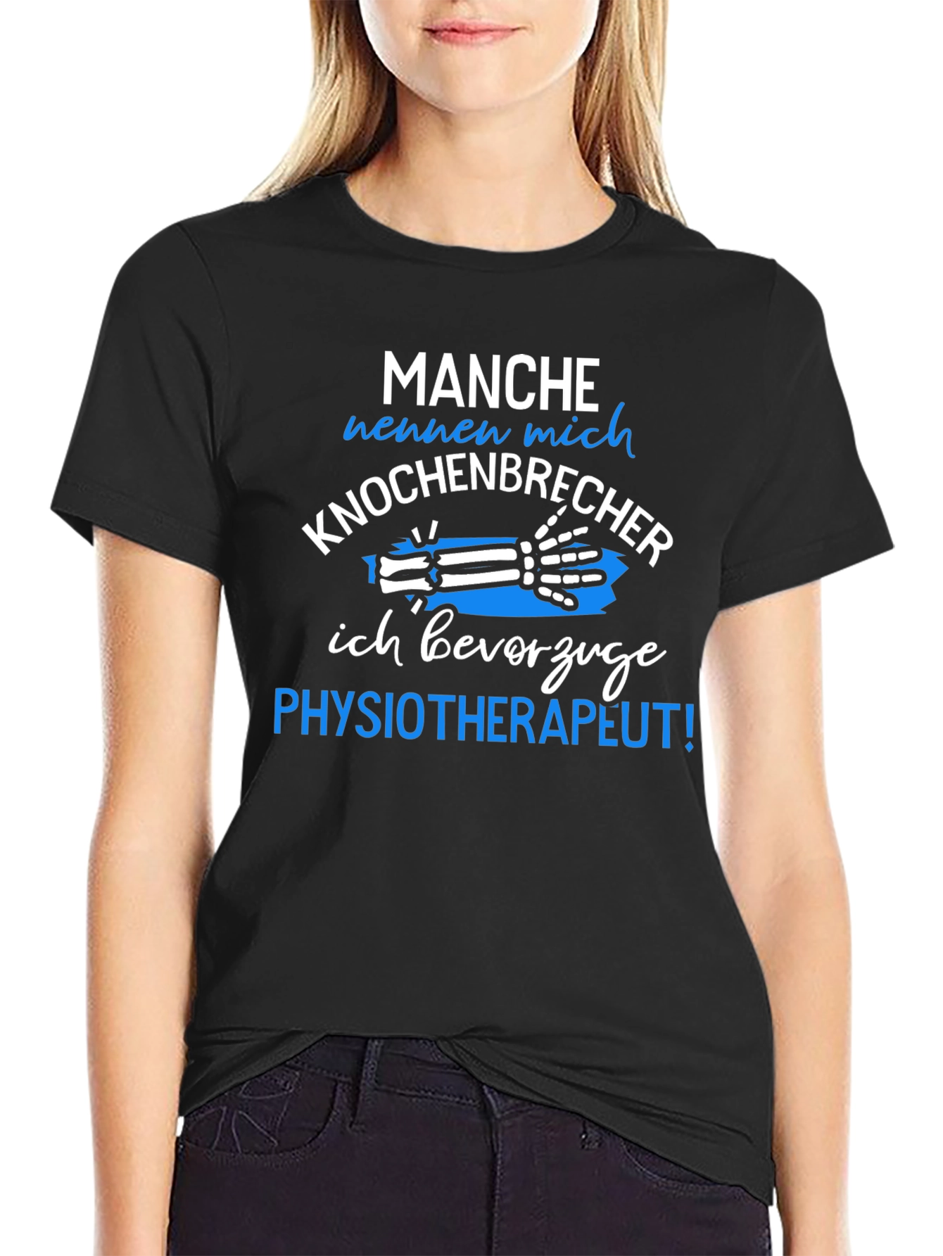 Black Funny Physical Therapist T-Shirt - Knochenbrecher Design view 2