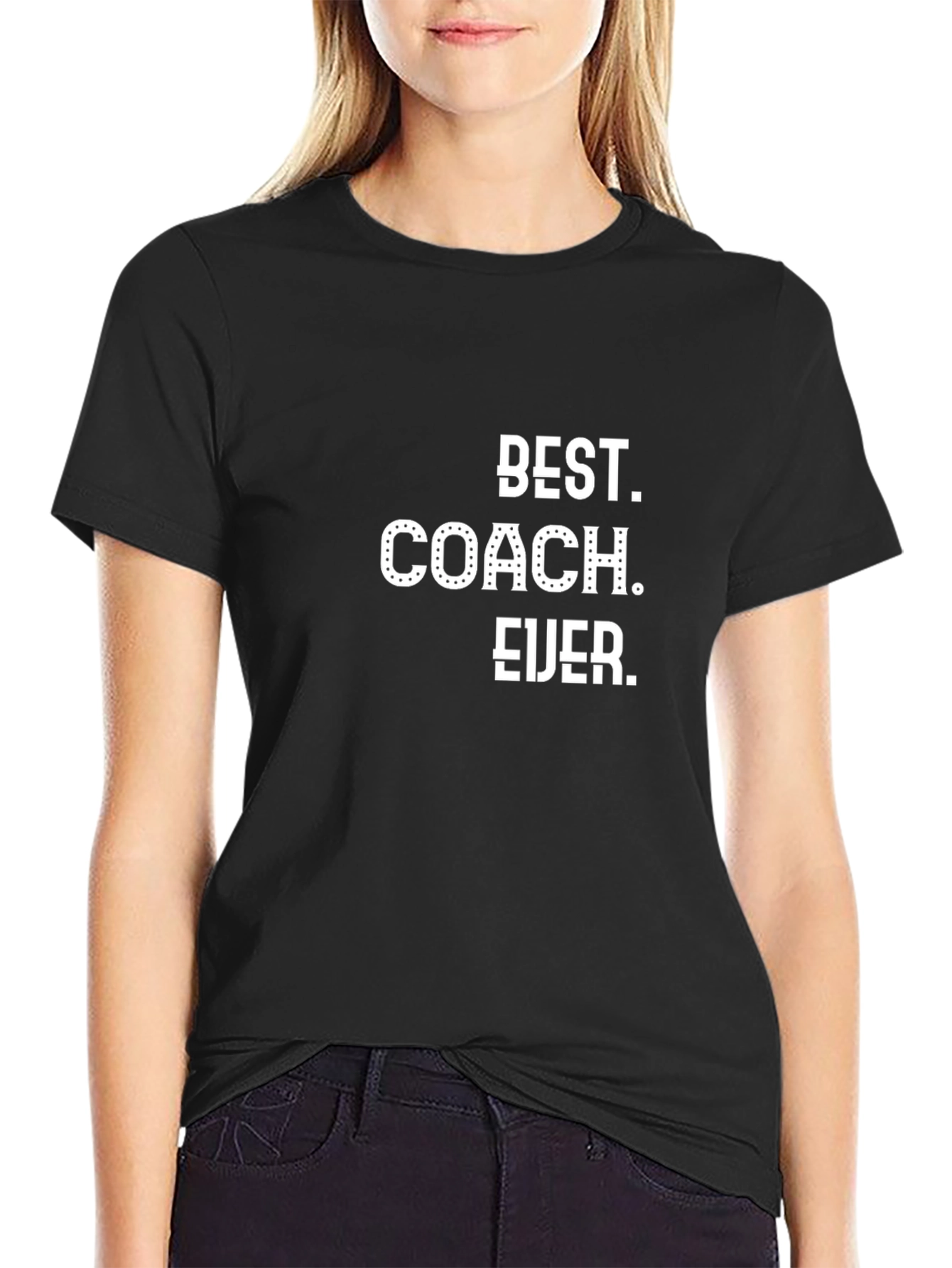 Black Best Coach Ever Graphic Tee - Black Cotton T-Shirt view 2